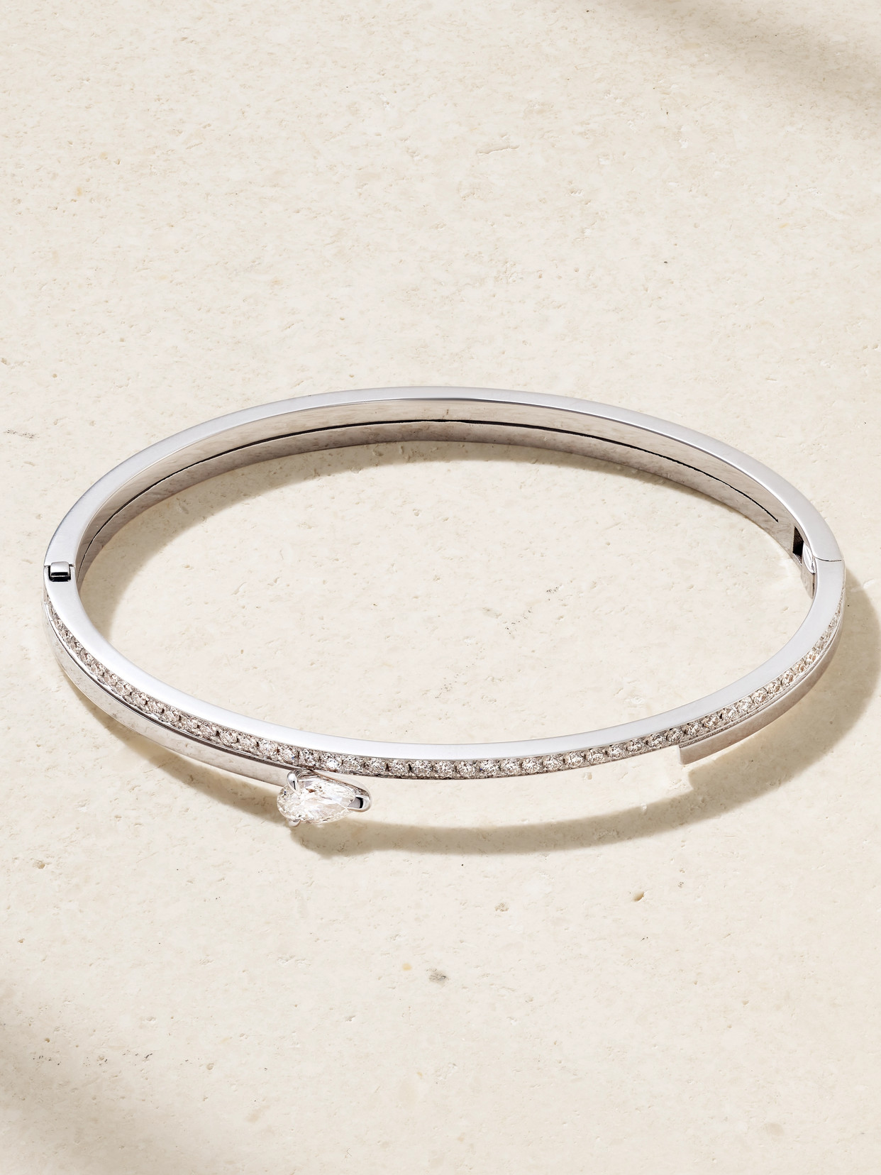 Repossi Serti Sur Vide 18-karat White Gold Diamond Bracelet In Metallic