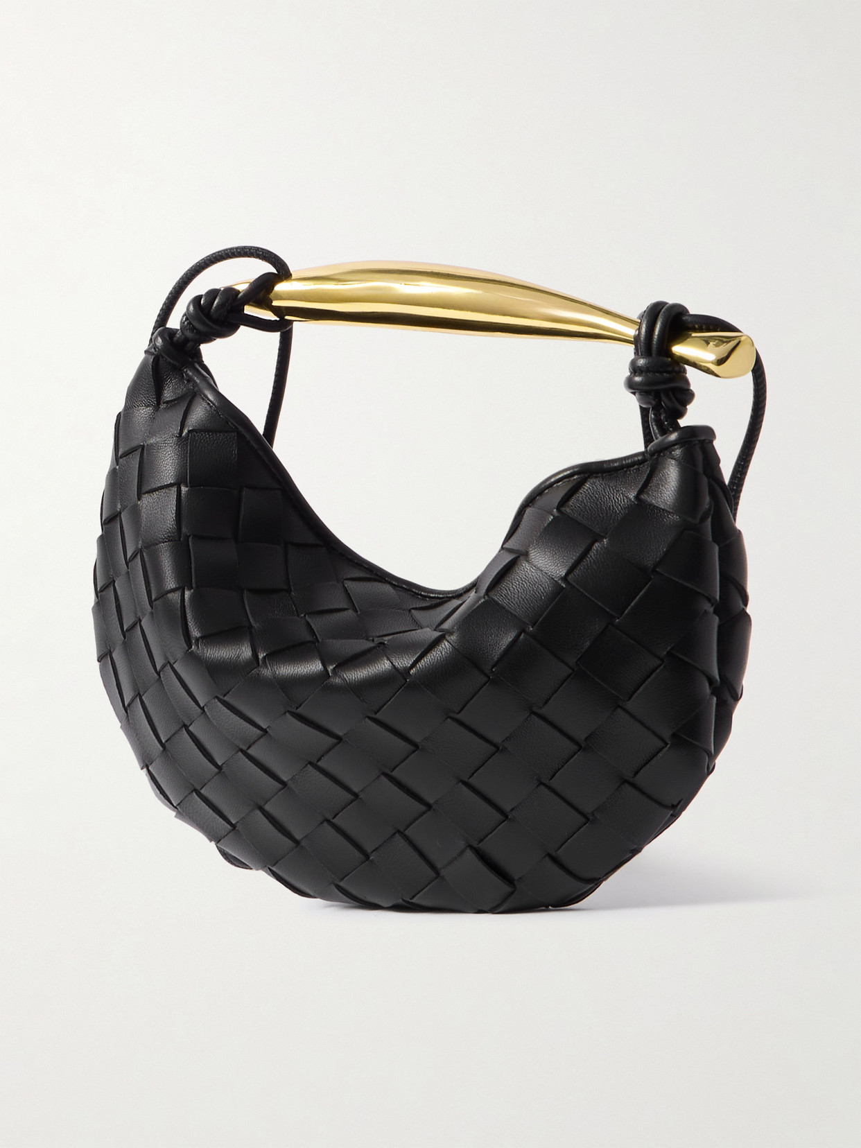 Bottega Veneta Sardine Mini Embellished Intrecciato Leather Shoulder Bag In Black