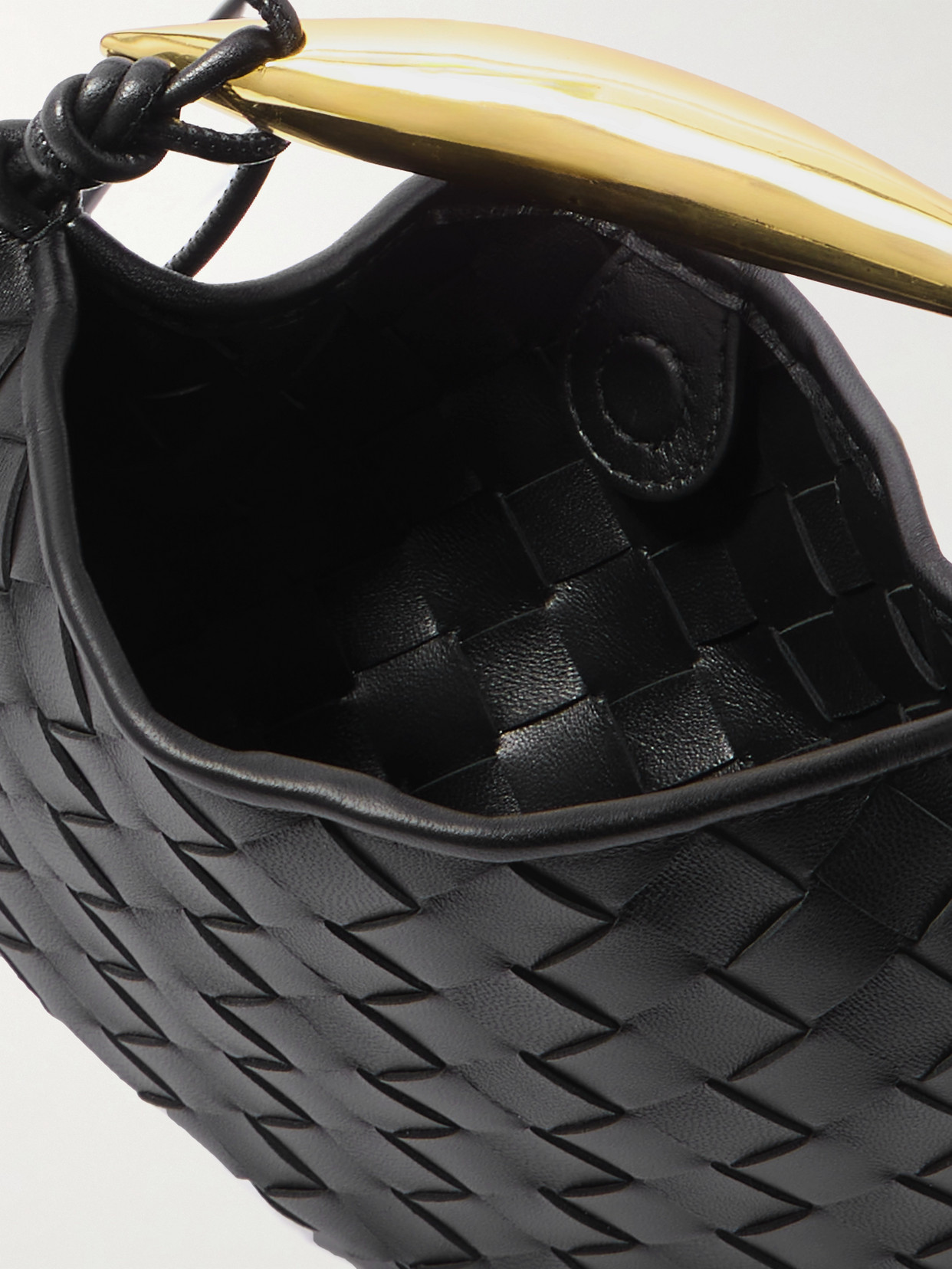Bottega Veneta Sardine Mini Embellished Intrecciato Leather Shoulder Bag In Black