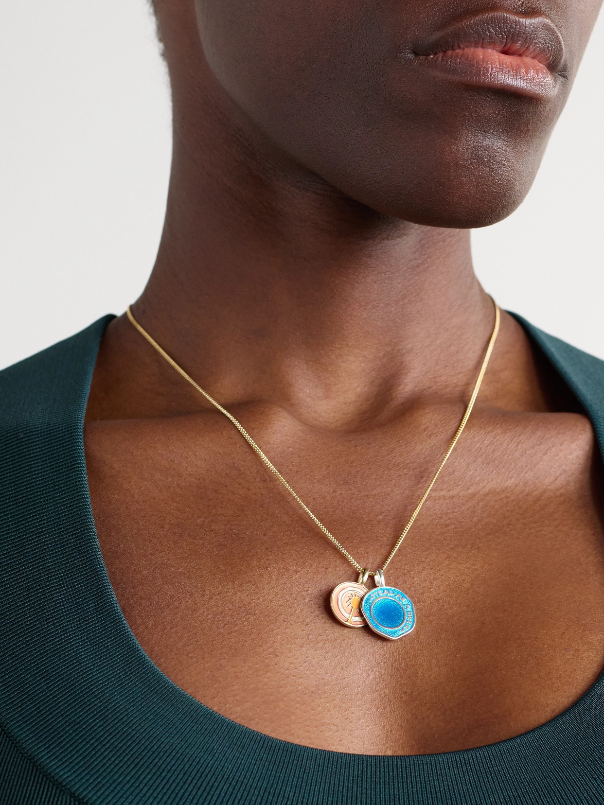 Pascale Monvoisin Hydra + Faro + June 9-karat Gold, Sterling Silver, Resin And Tsavorite Necklace In Gold