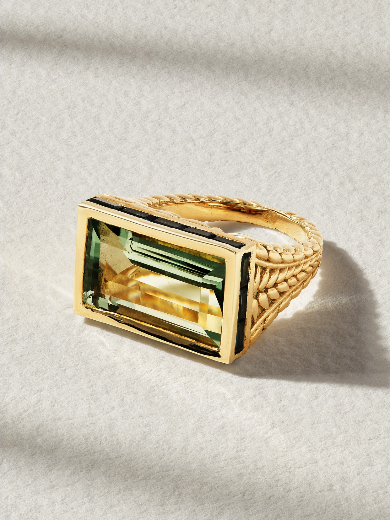 Pascale Monvoisin Xxl Poppy Signet 9-karat Gold, Amethyst And Topaz Ring