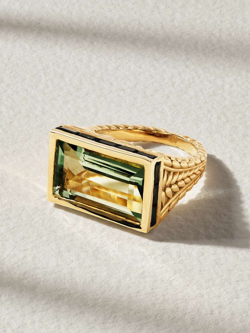 Pascale Monvoisin Xxl Poppy Signet 9-karat Gold, Amethyst And Topaz Ring