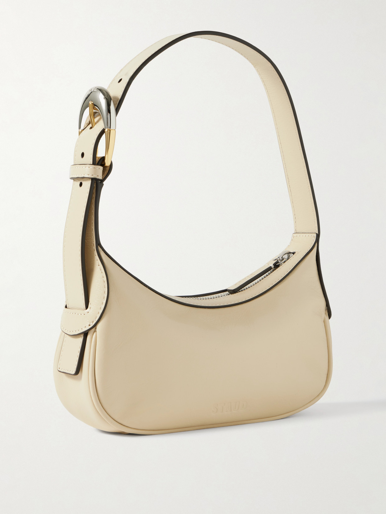 Staud Owen Leather Shoulder Bag In Cream