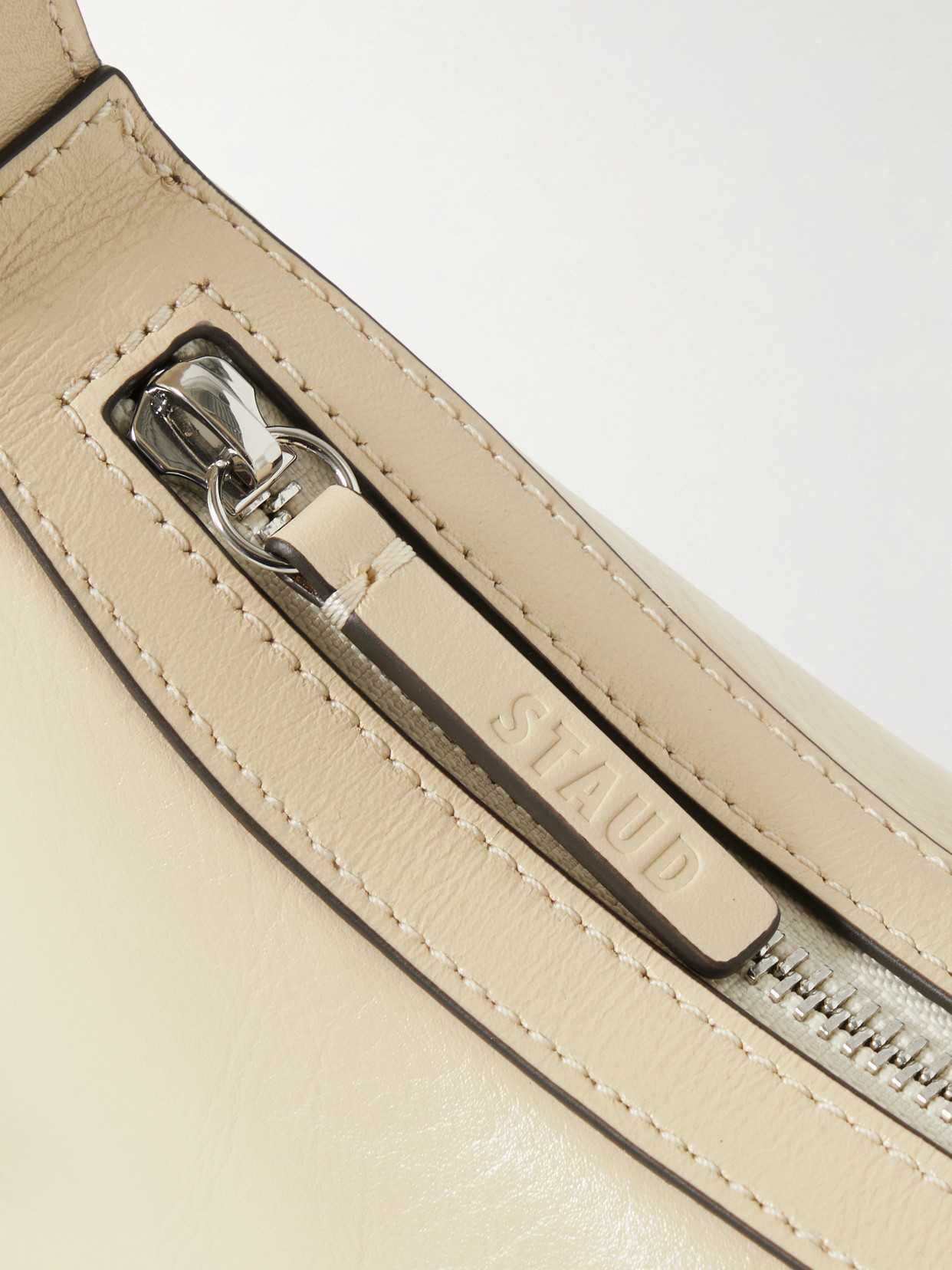 Staud Owen Leather Shoulder Bag In Cream