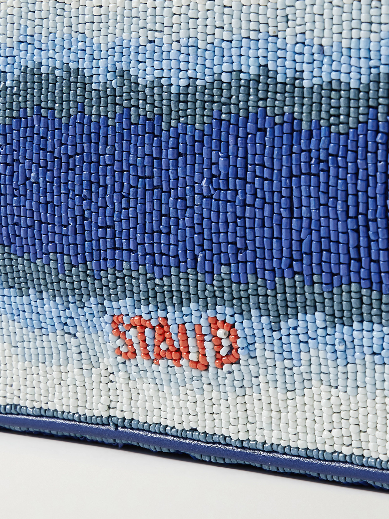 Staud Tommy Vegan-trimmed Bead-embellished Embroidered Satin Shoulder Bag In Blue