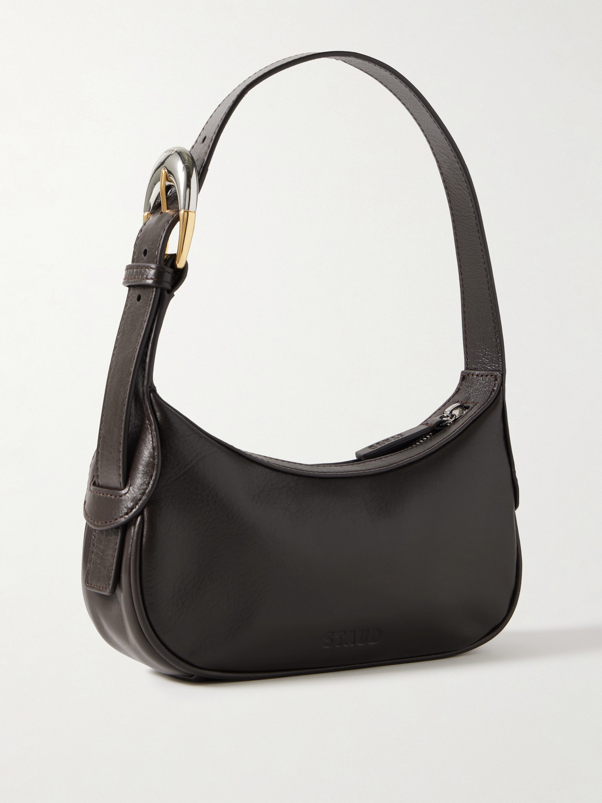 Staud Owen Leather Shoulder Bag In Brown