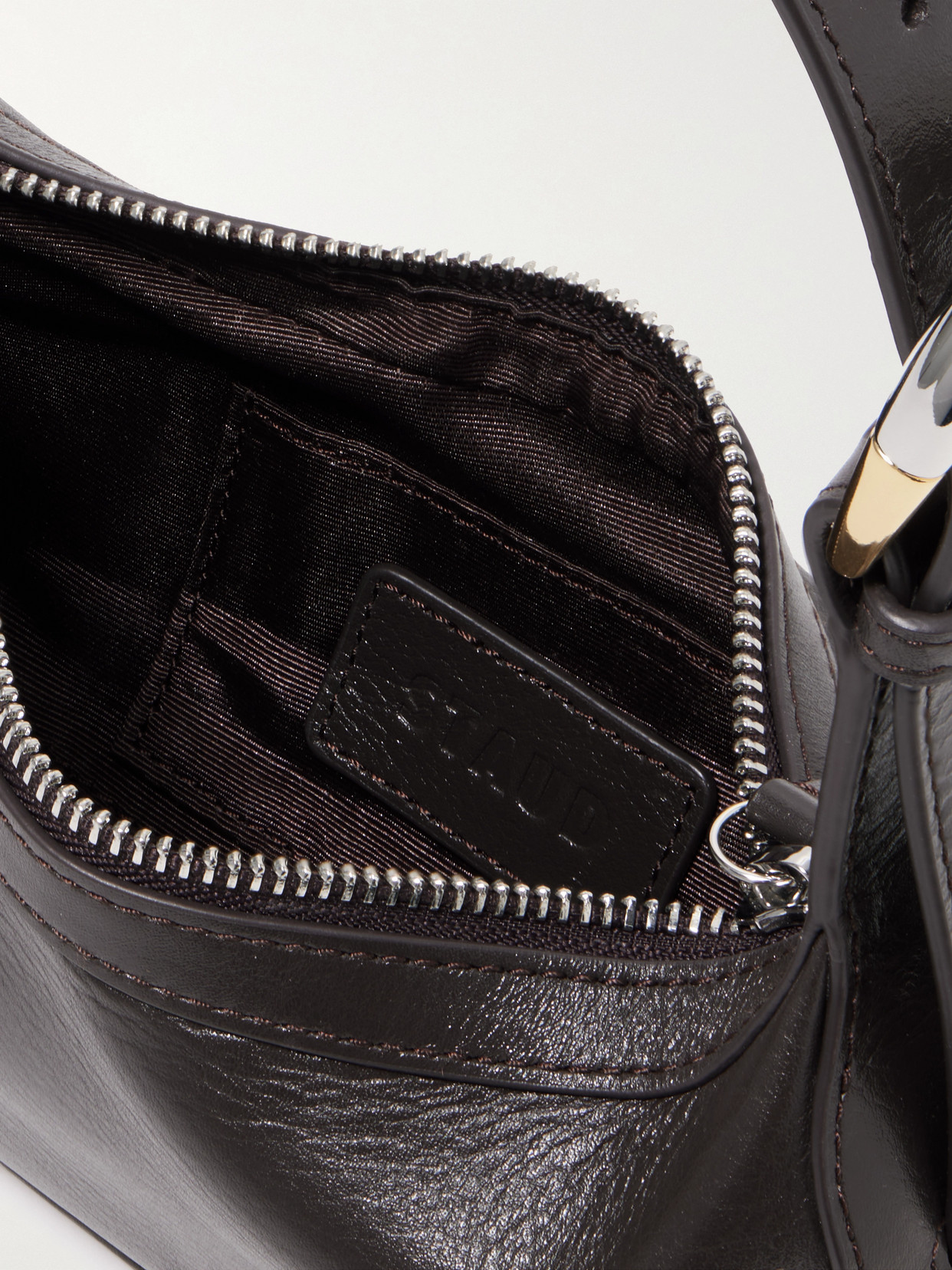 Staud Owen Leather Shoulder Bag In Brown