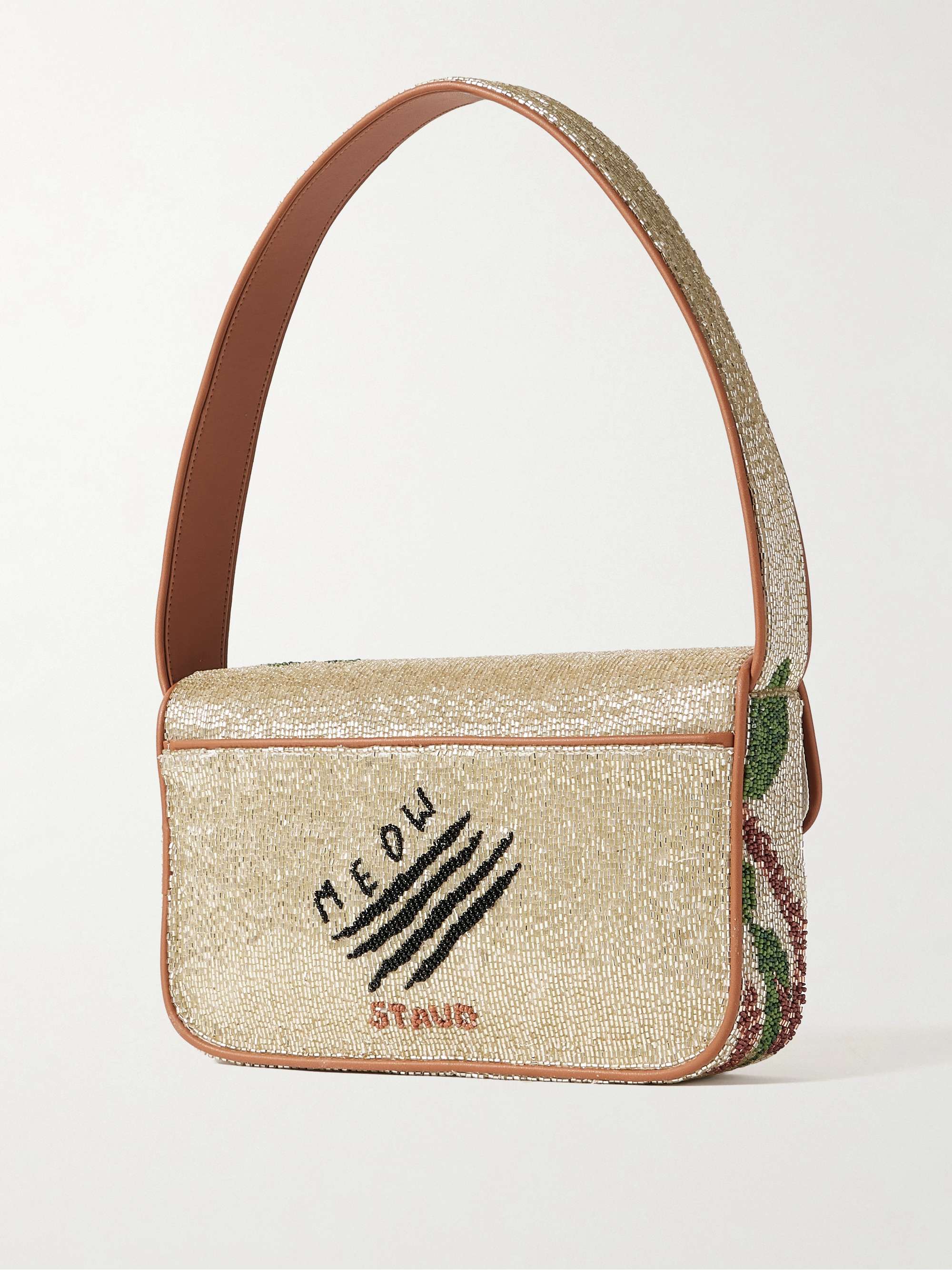 STAUD Tommy vegan-trimmed bead-embellished embroidered satin