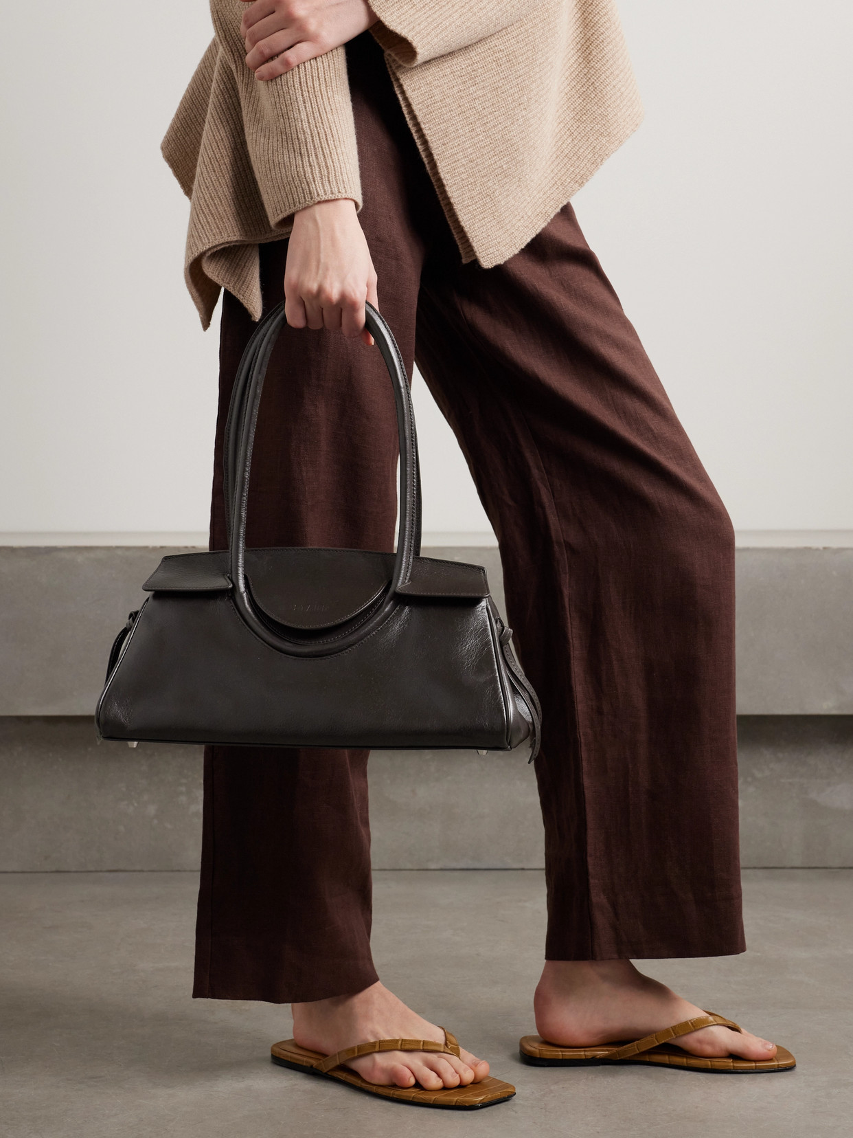 Staud Maude Leather Shoulder Bag In Brown