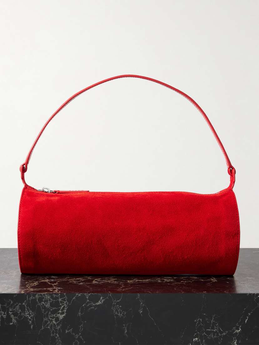 Staud Taru Mini Leather-trimmed Suede Shoulder Bag