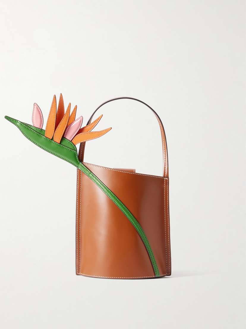 Staud The Bird Of Paradise Appliquéd Leather Bucket Bag