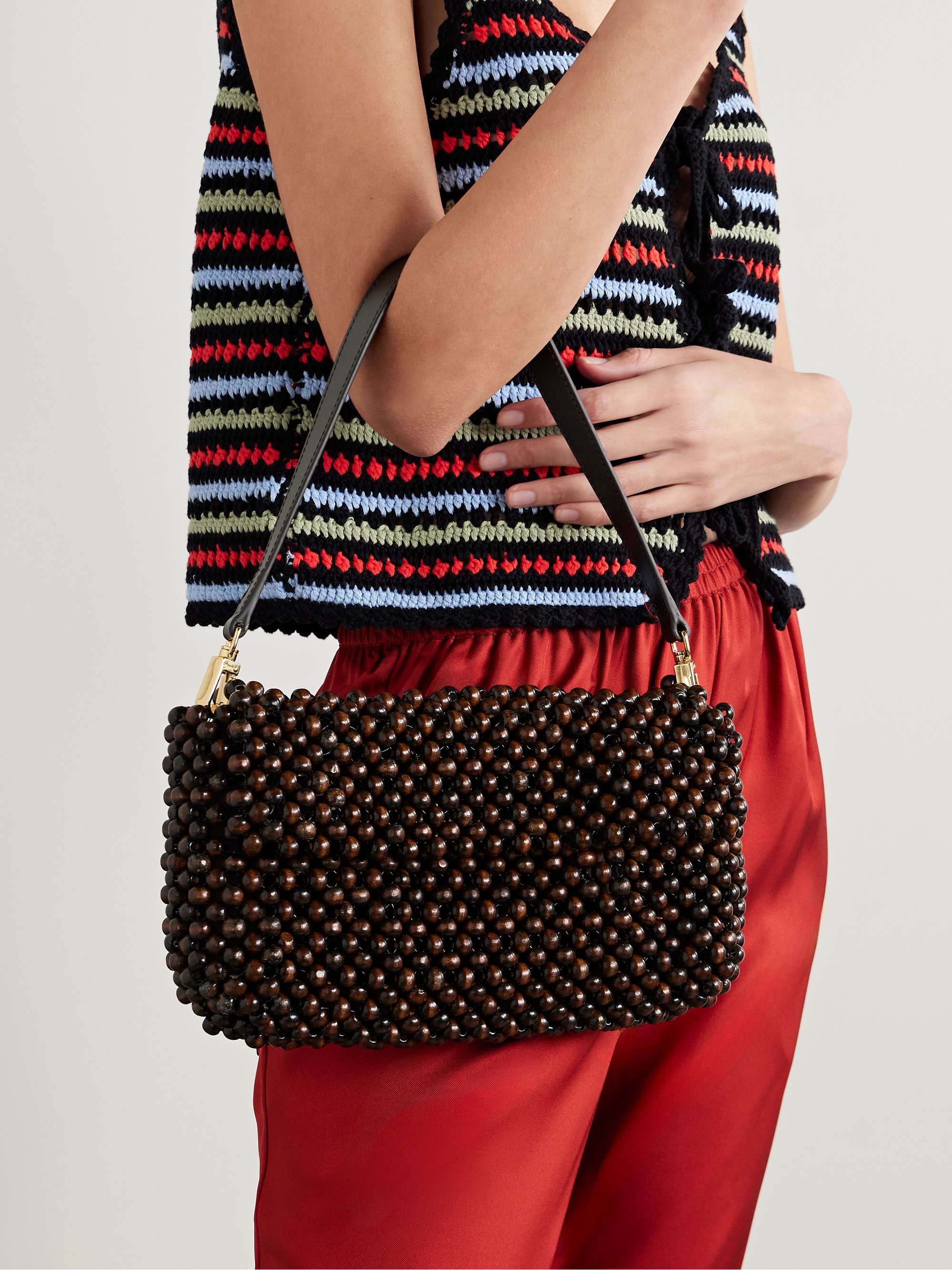【公式】フジのお歳暮・冬ギフト beaded leather-trimmed Timmy STAUD mesh NET-A | bag shoulder バッグ