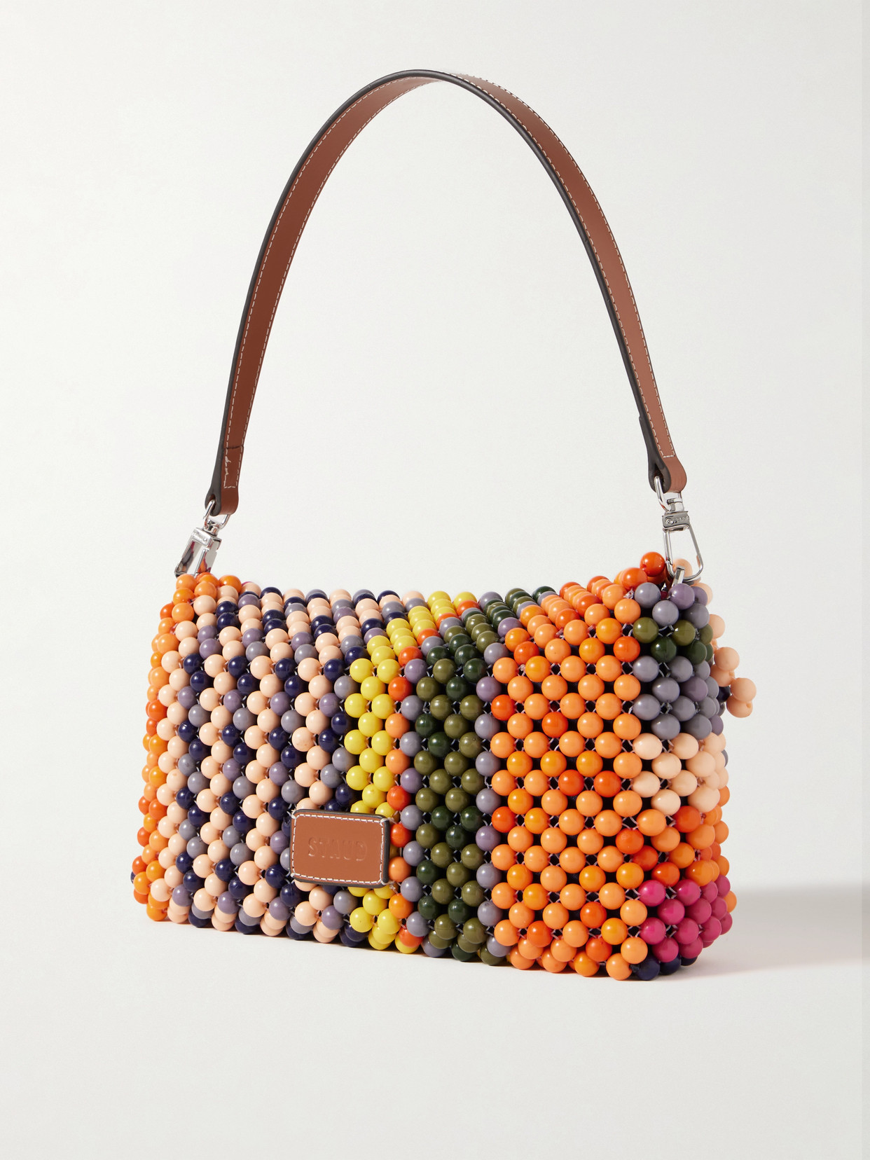 Staud Multicolor Timmy Beaded Shoulder Bag In Orange