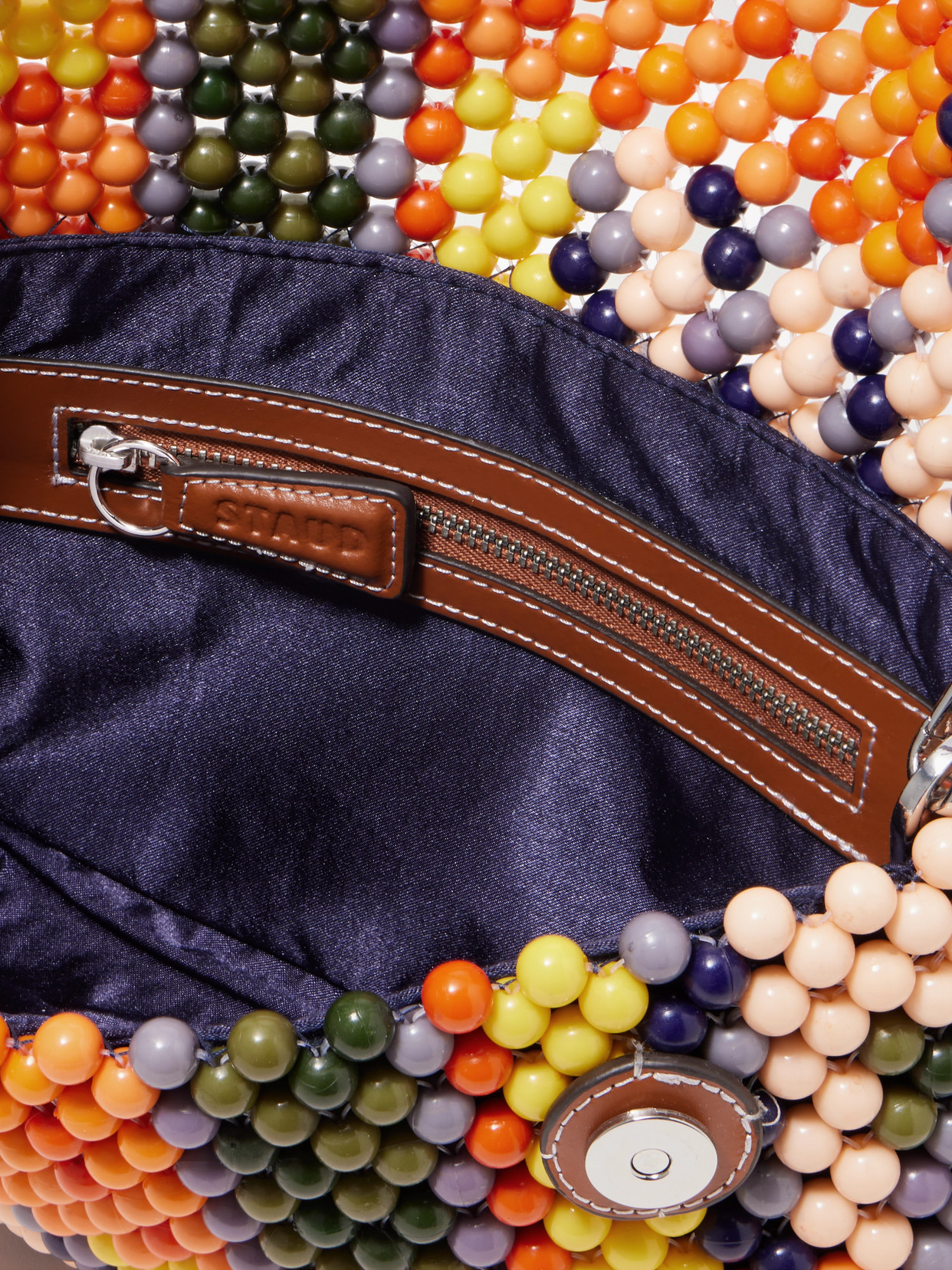 Staud Multicolor Timmy Beaded Shoulder Bag In Orange