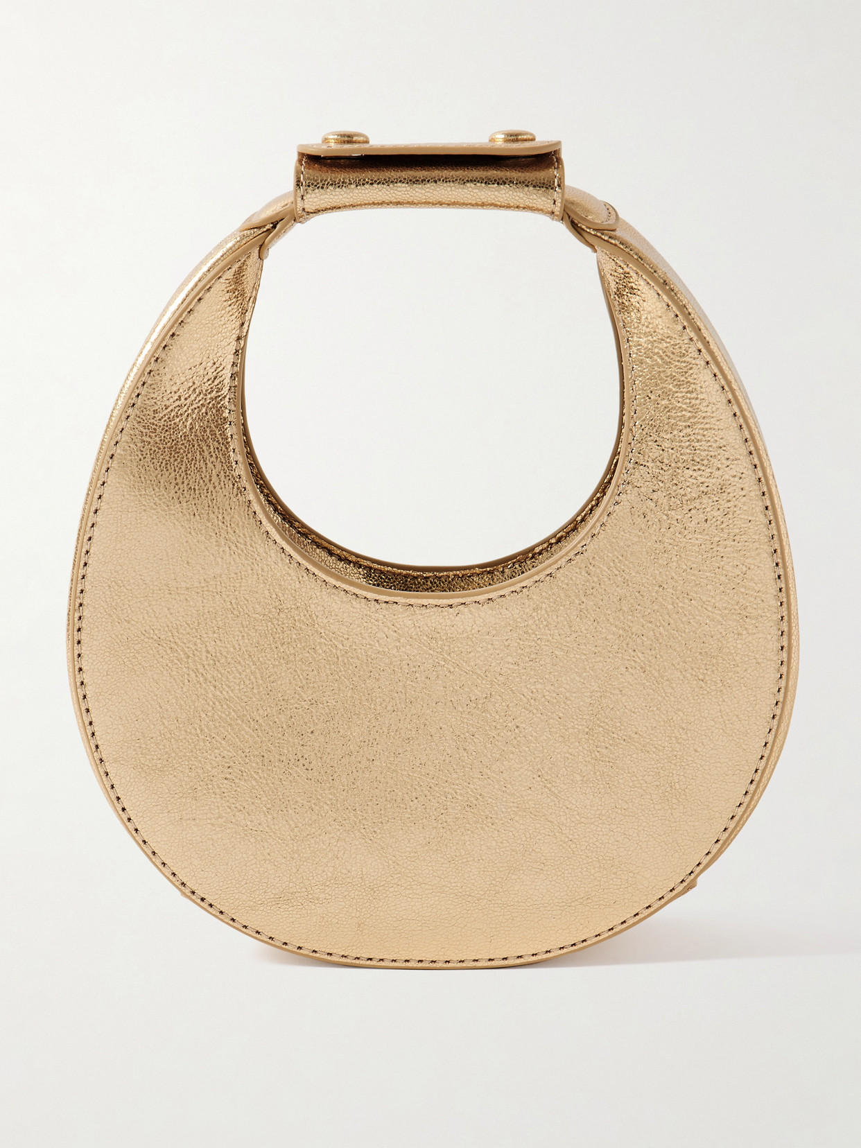 Staud Goodnight Moon Metallic Crinkled-leather Tote In Gold