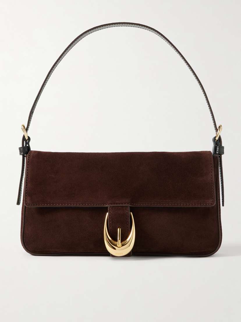 Staud Harlow Buckled Suede Shoulder Bag
