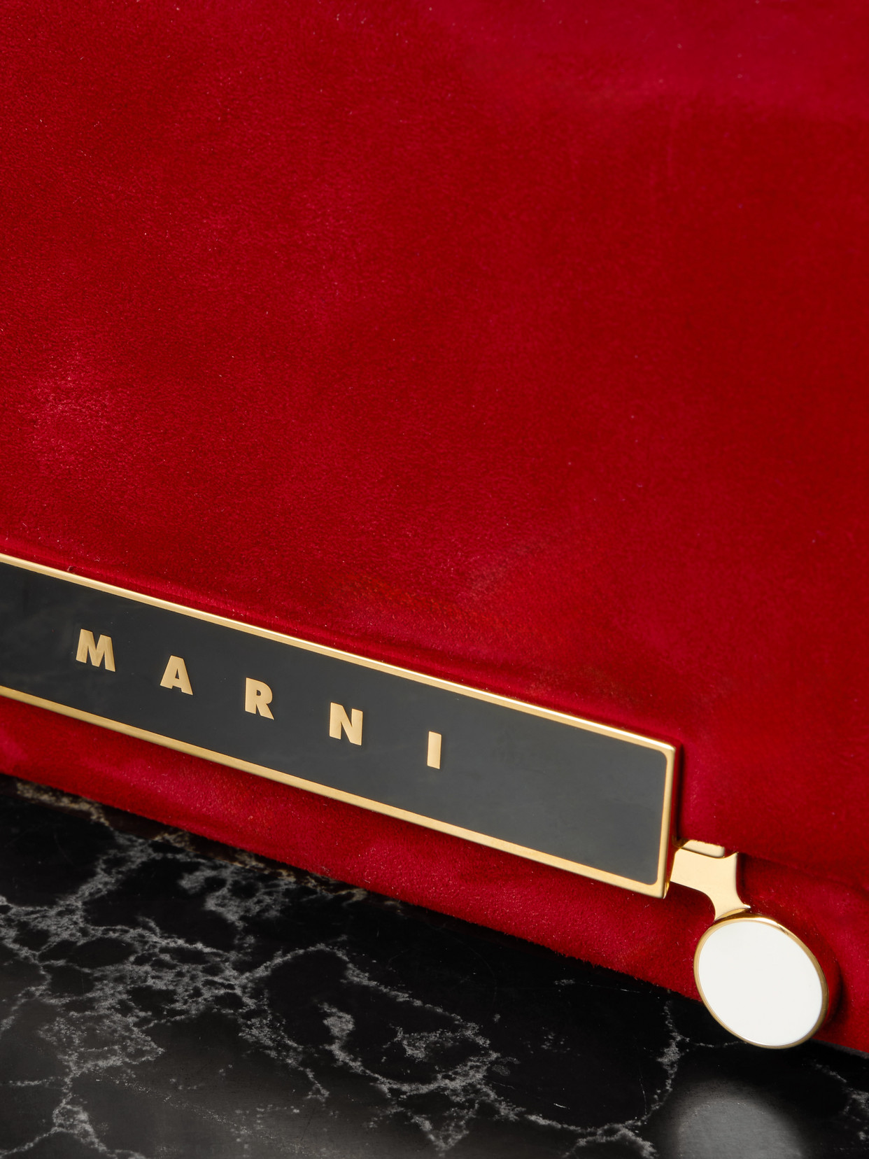 Marni Vhs E/w Embellished Suede Shoulder Bag