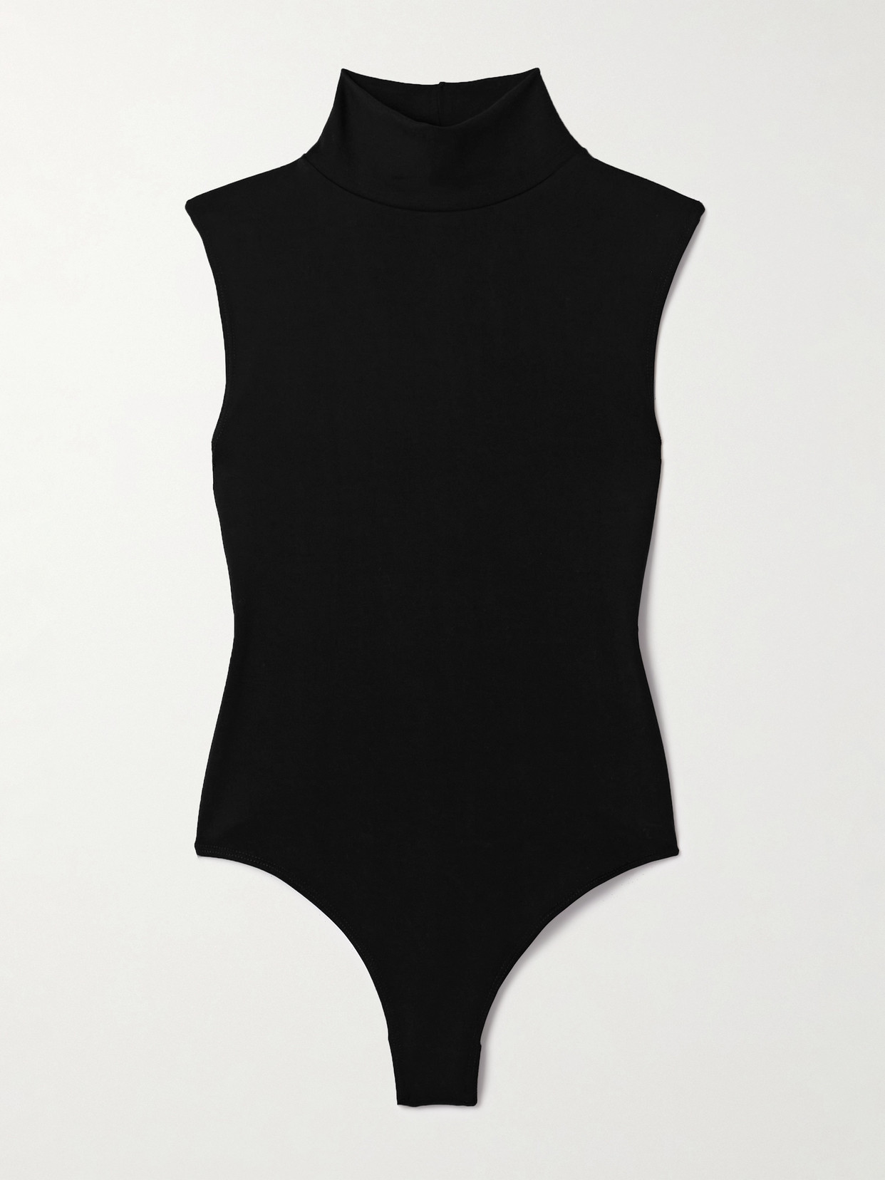 The Park Joyce Stretch-tencel™ Lyocell Jersey Turtleneck Thong Bodysuit In Black