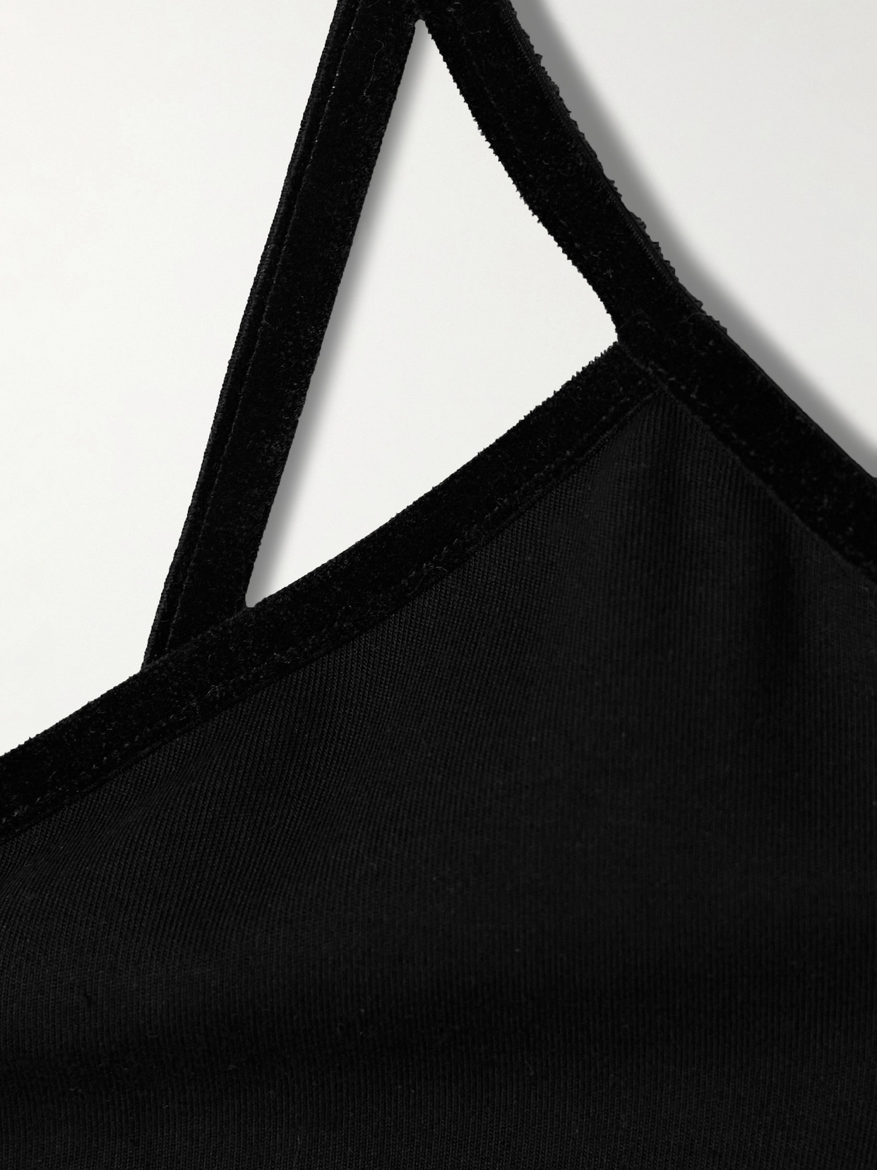 The Park Chloe Velvet-trimmed Stretch-tencel™ Lyocell Jersey Bralette In Black