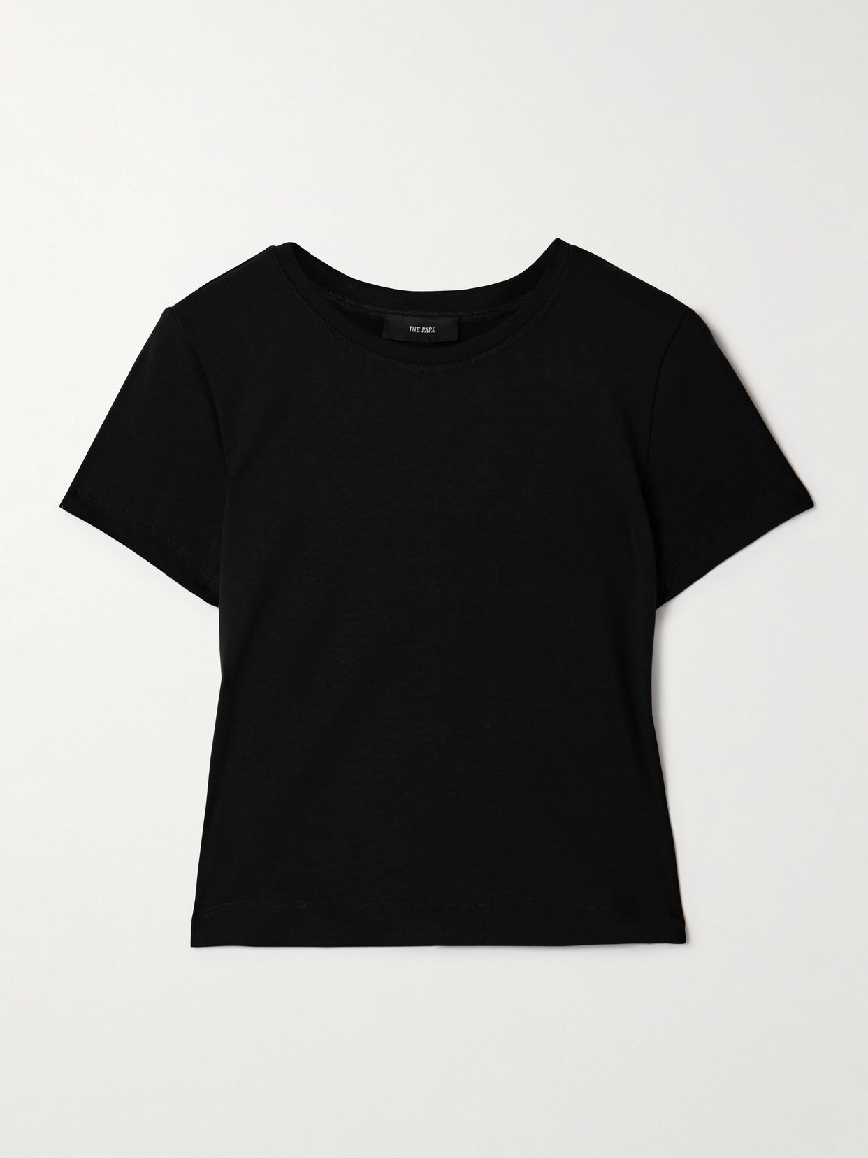 The Park Lia Cropped Stretch-tencel™ Lyocell Jersey T-shirt In Black