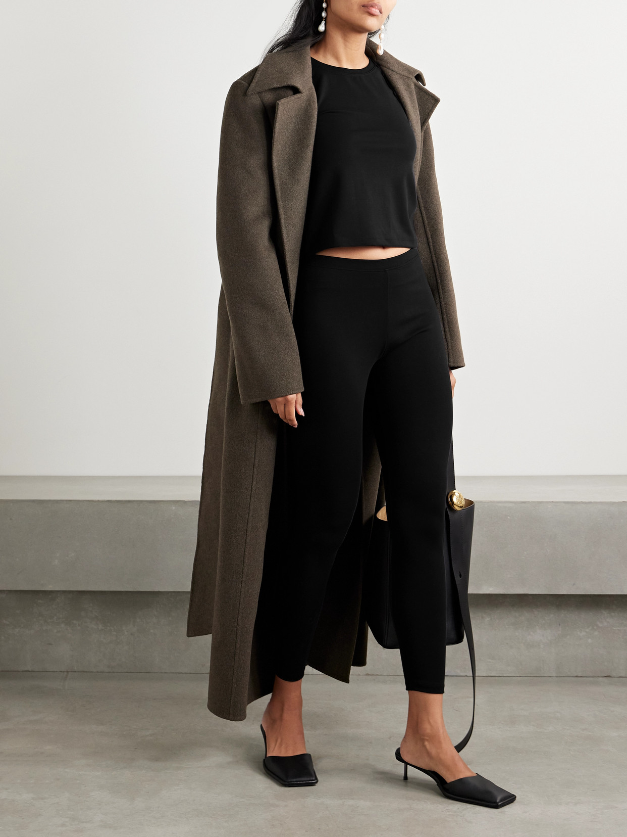 The Park Lia Cropped Stretch-tencel™ Lyocell Jersey T-shirt In Black
