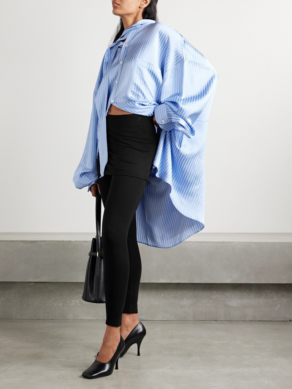 The Park Joy Layered Stretch-tencel™ Lyocell Jersey Leggings In Black