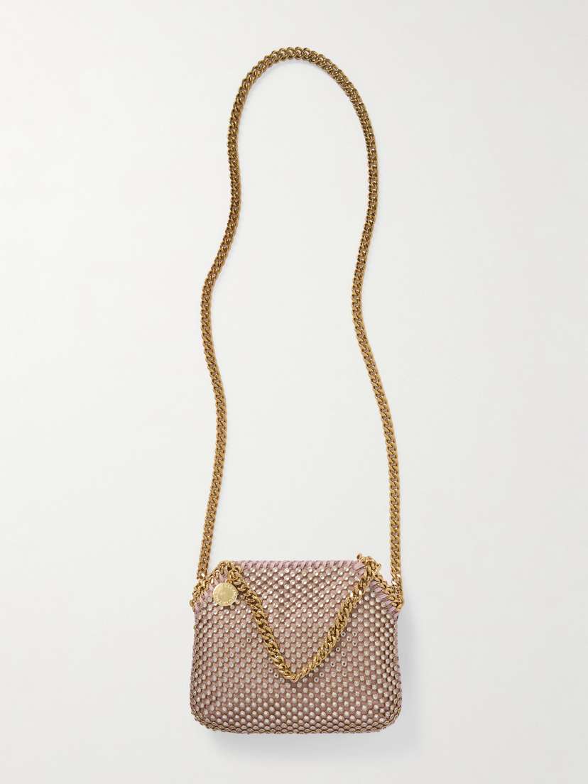 Stella McCartney Falabella Tiny Crystal-embellished Satin Shoulder Bag
