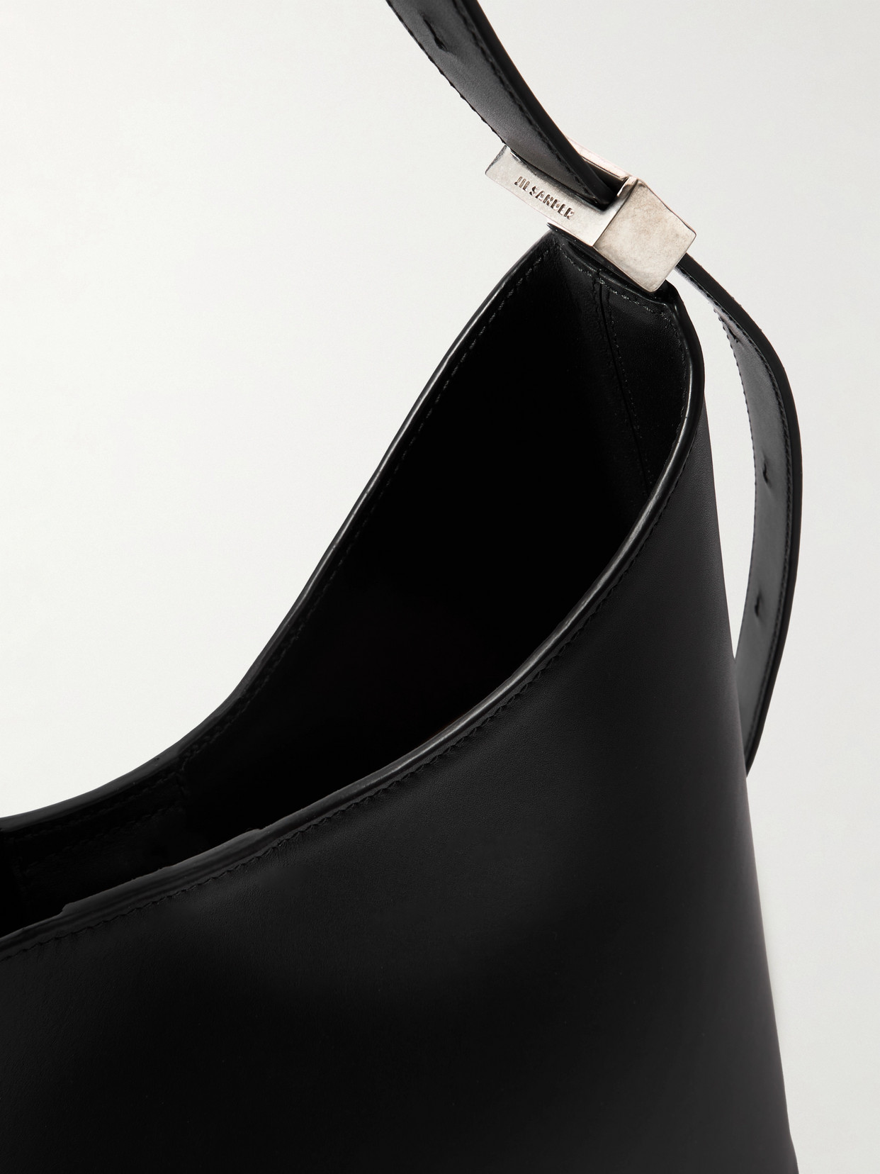 Jil Sander Medium Leather Shoulder Bag In Black