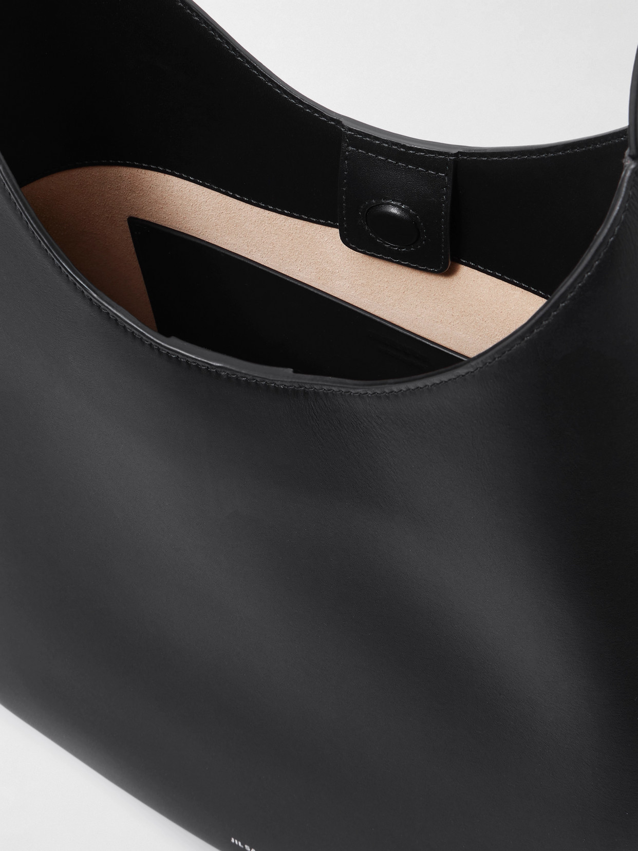 Jil Sander Medium Leather Shoulder Bag In Black