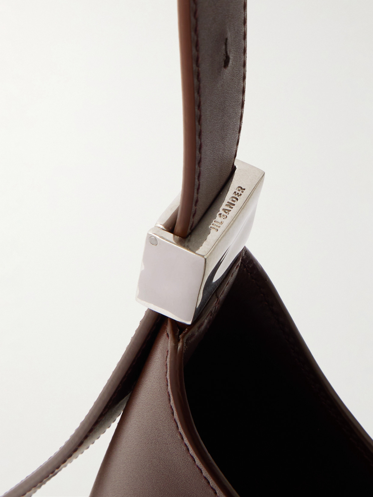 Jil Sander Small Embellished Leather Shoulder Bag In Brown