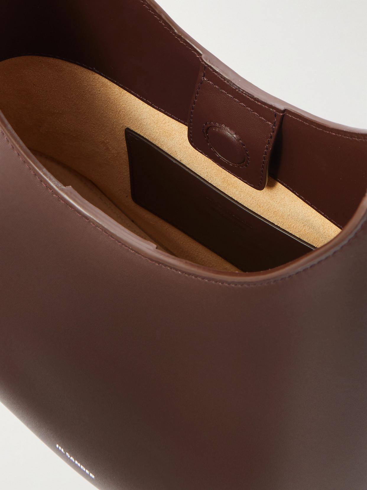 Jil Sander Small Embellished Leather Shoulder Bag In Brown