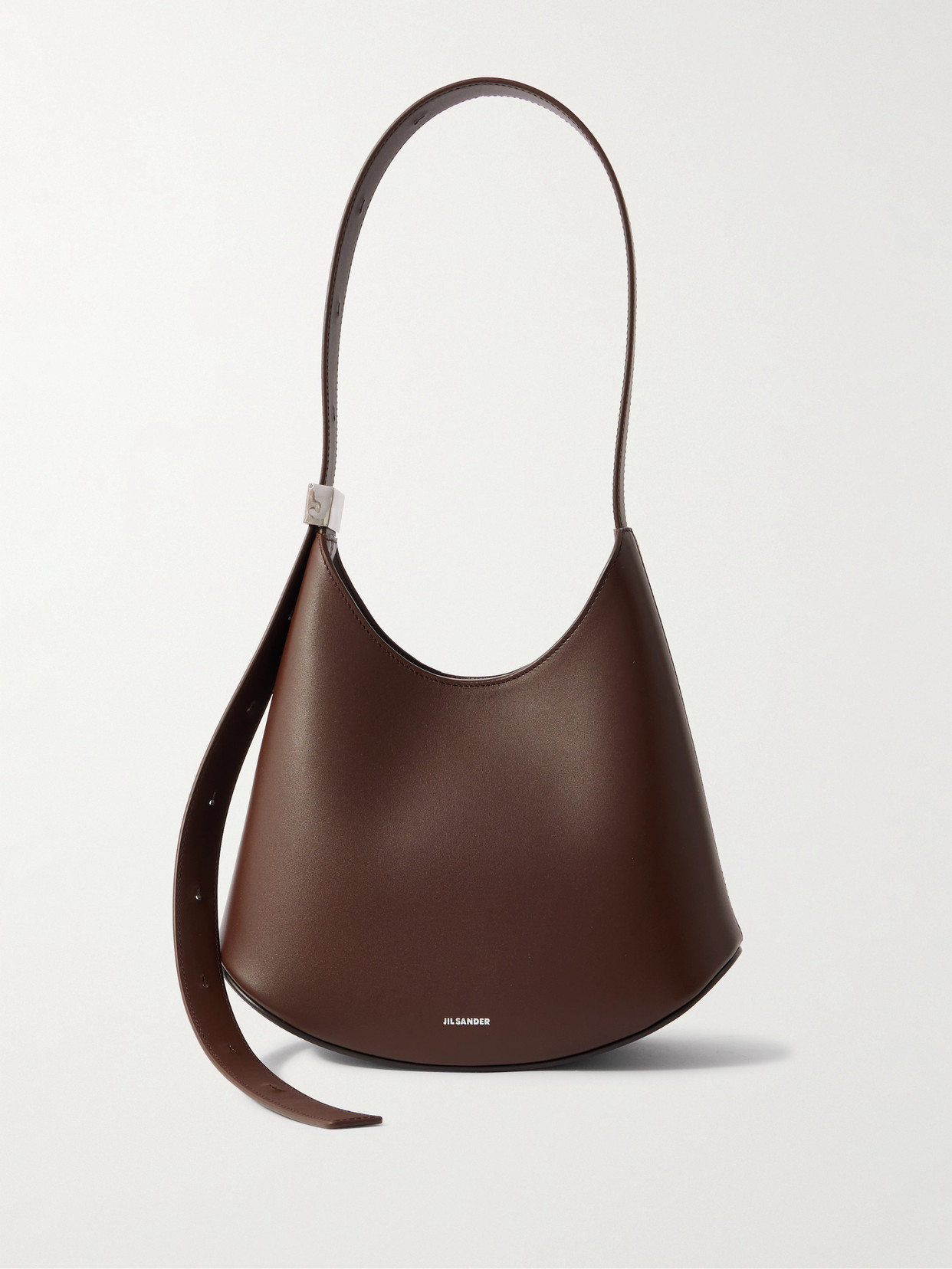 Jil Sander Small Embellished Leather Shoulder Bag In Brown