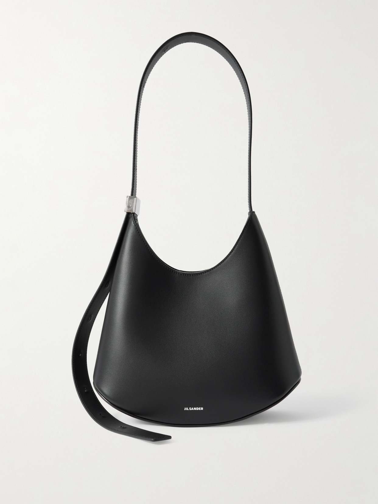Jil Sander Small Embellished Leather Shoulder Bag In Black