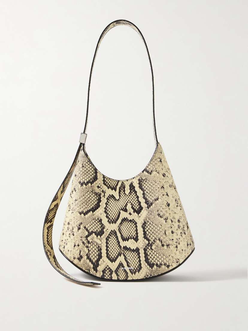 Jil Sander Small Embellished Snake-effect Leather Shoulder Bag
