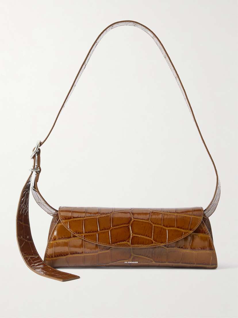 Jil Sander Small Croc-effect Patent-leather Shoulder Bag