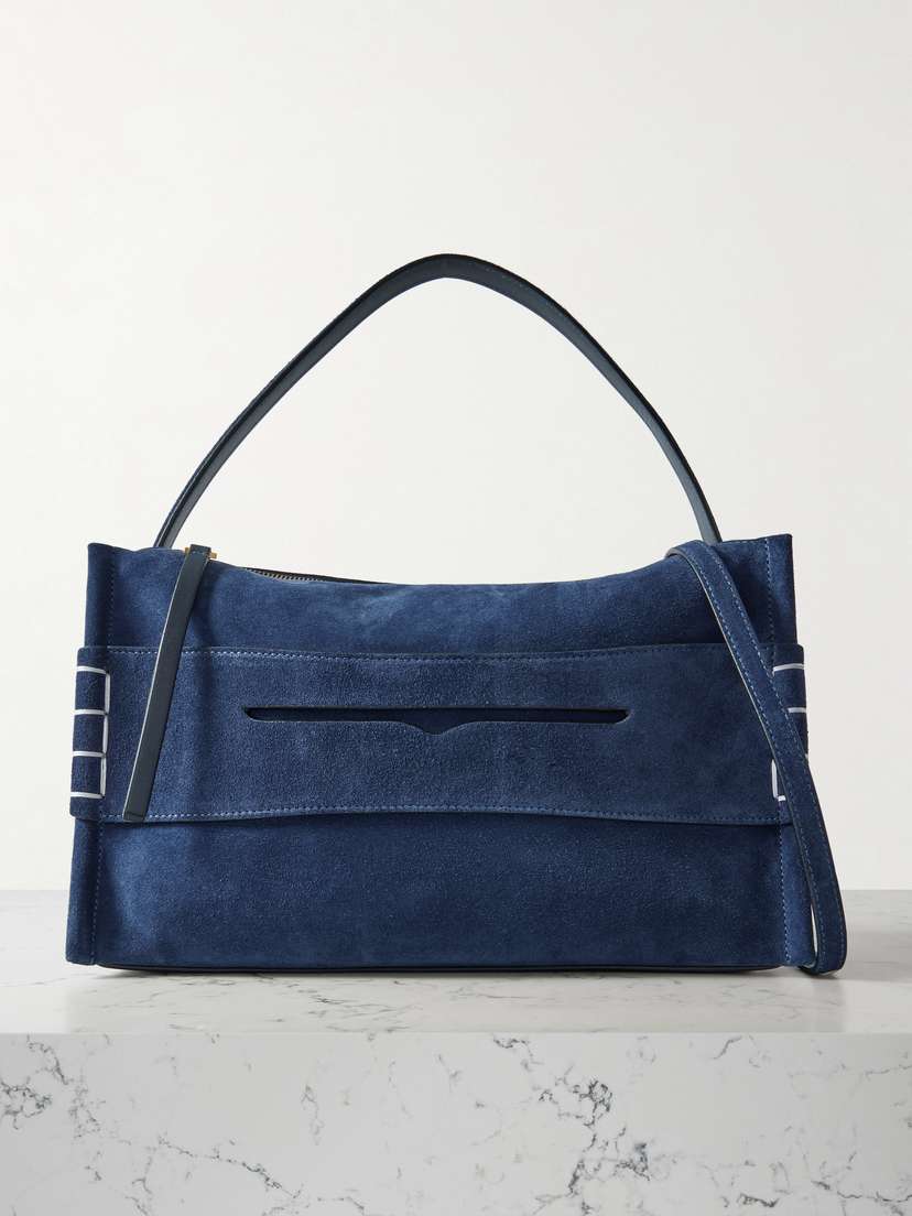 JW Anderson Loafer Paneled Suede Shoulder Bag