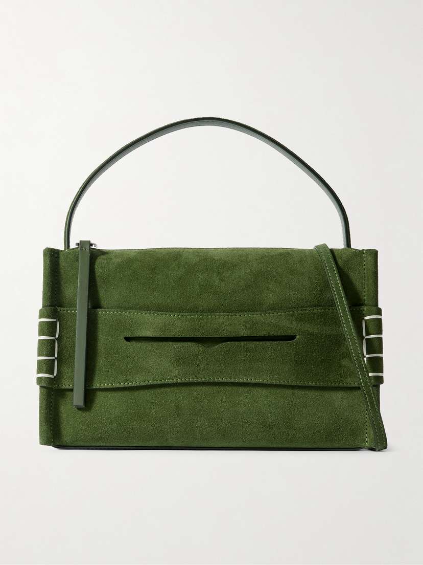 JW Anderson Loafer Embroidered Suede Shoulder Bag