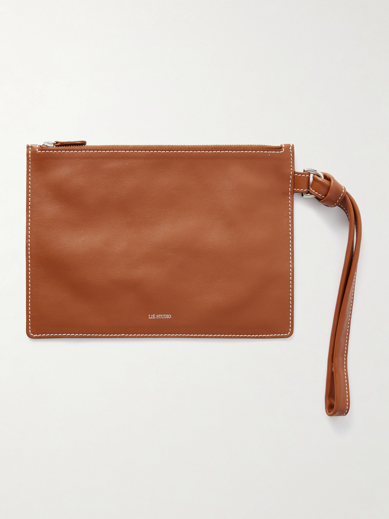 Lie Studio Charlie Leather Clutch In Brown