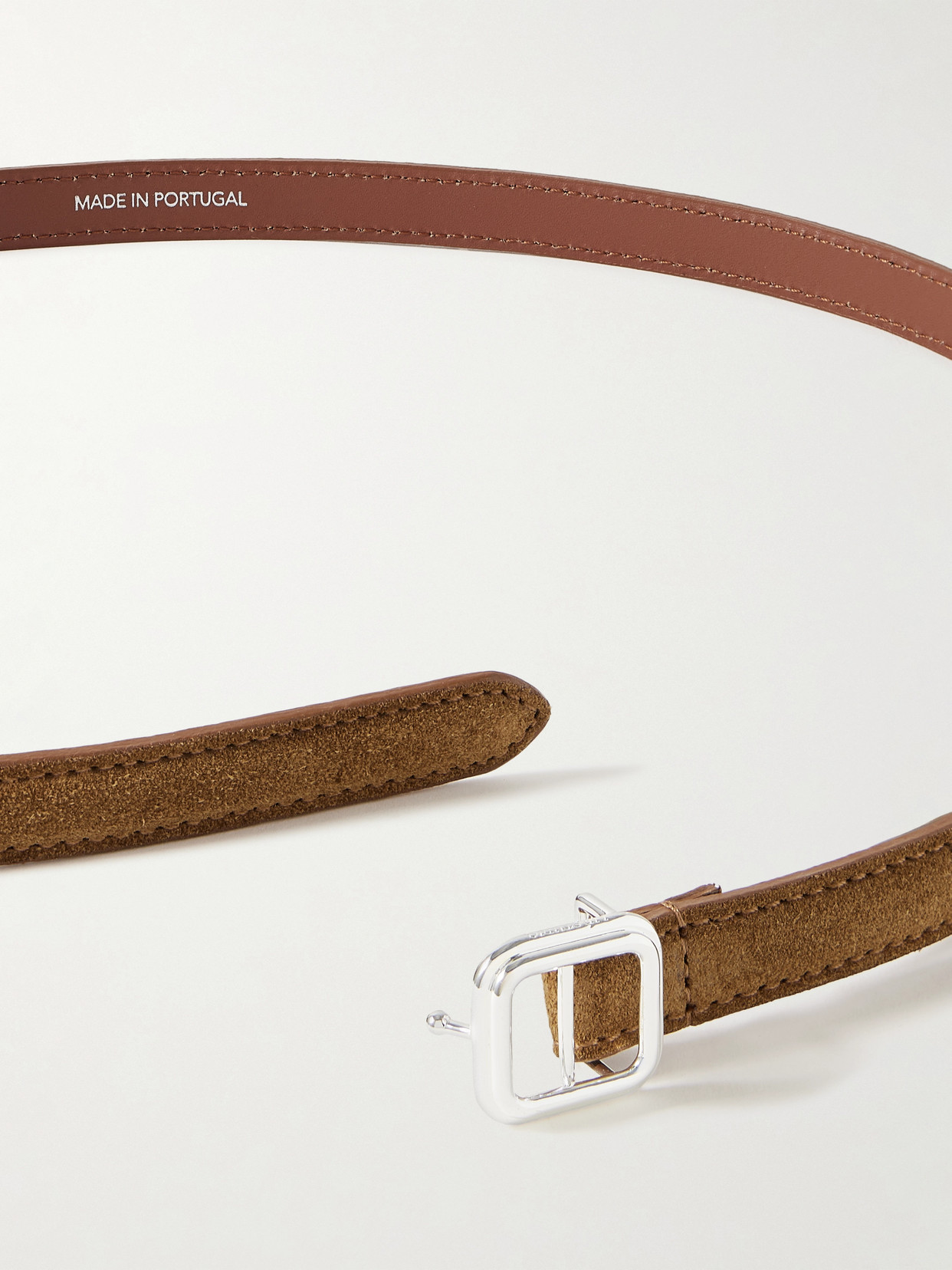 Lie Studio The Georgia Slim Suede Belt In Brown