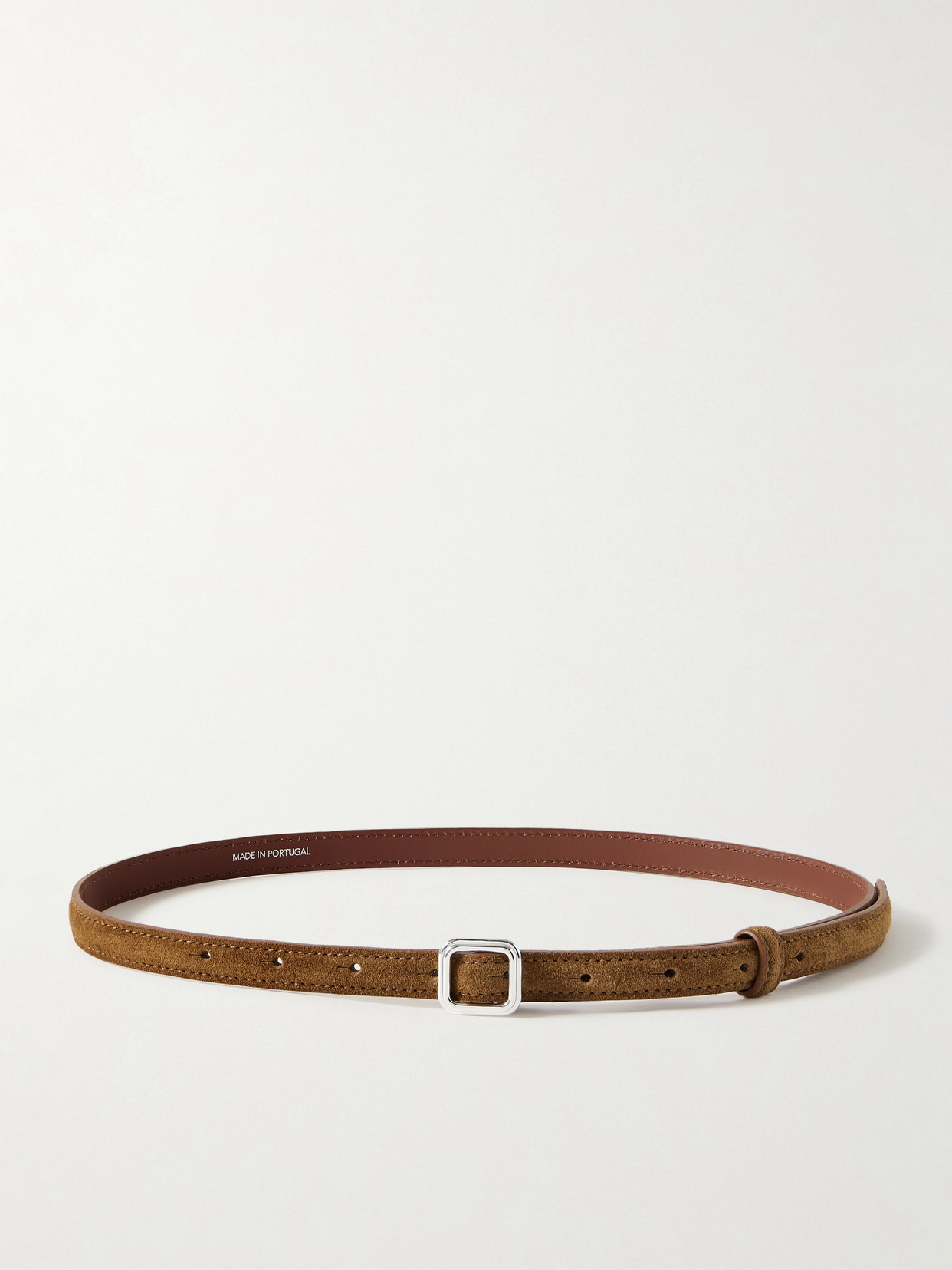 Lie Studio The Georgia Slim Suede Belt In Brown