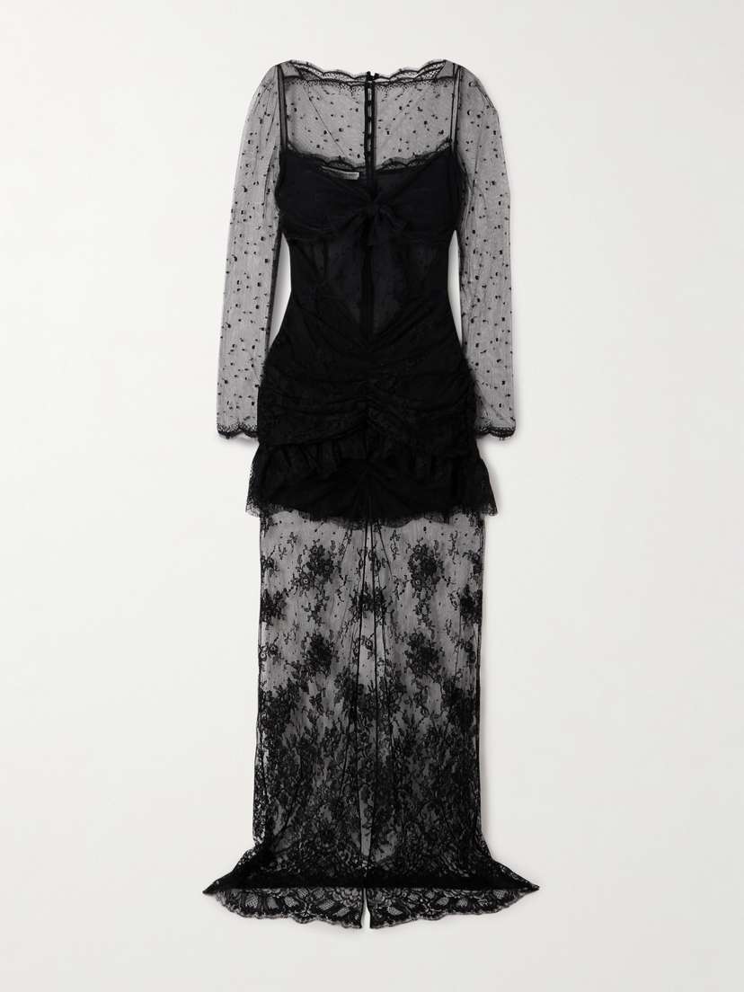 Alessandra Rich Chantilly Lace And Silk Gown