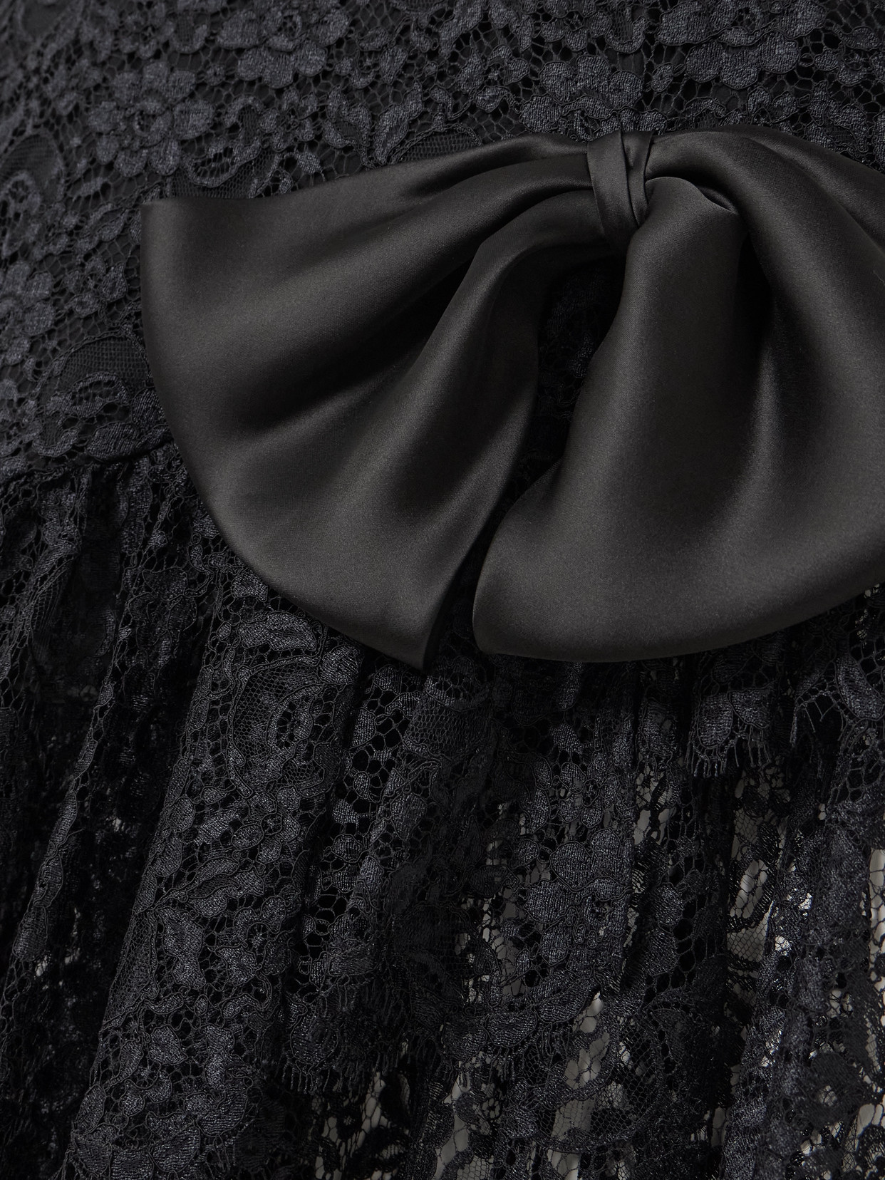 Alessandra Rich Bow-detailed Strapless Asymmetric Silk-lace Dress In Black