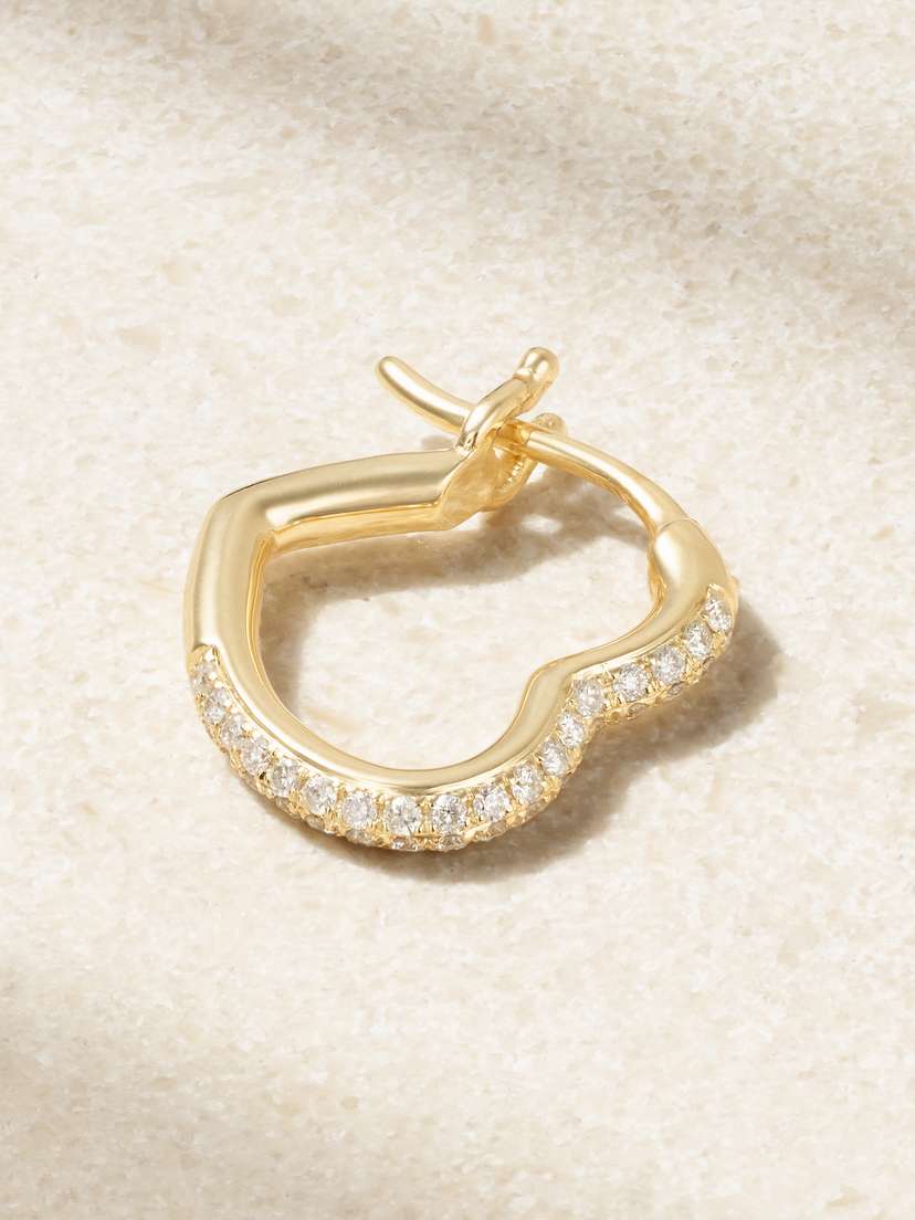 Yvonne Léon Mini Créole Coeur 9-karat Gold Diamond Single Hoop Earring