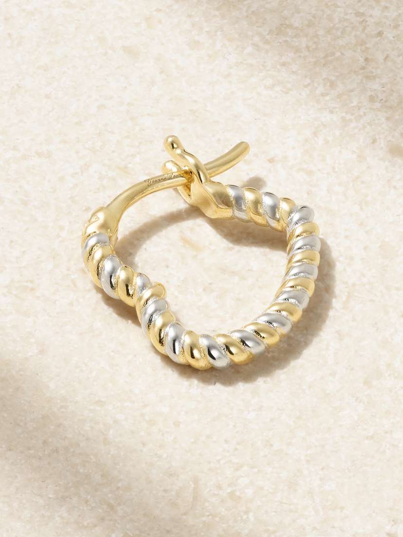 Yvonne Léon Mini Créole Coeur 9-karat Yellow And White Gold Single Hoop Earring