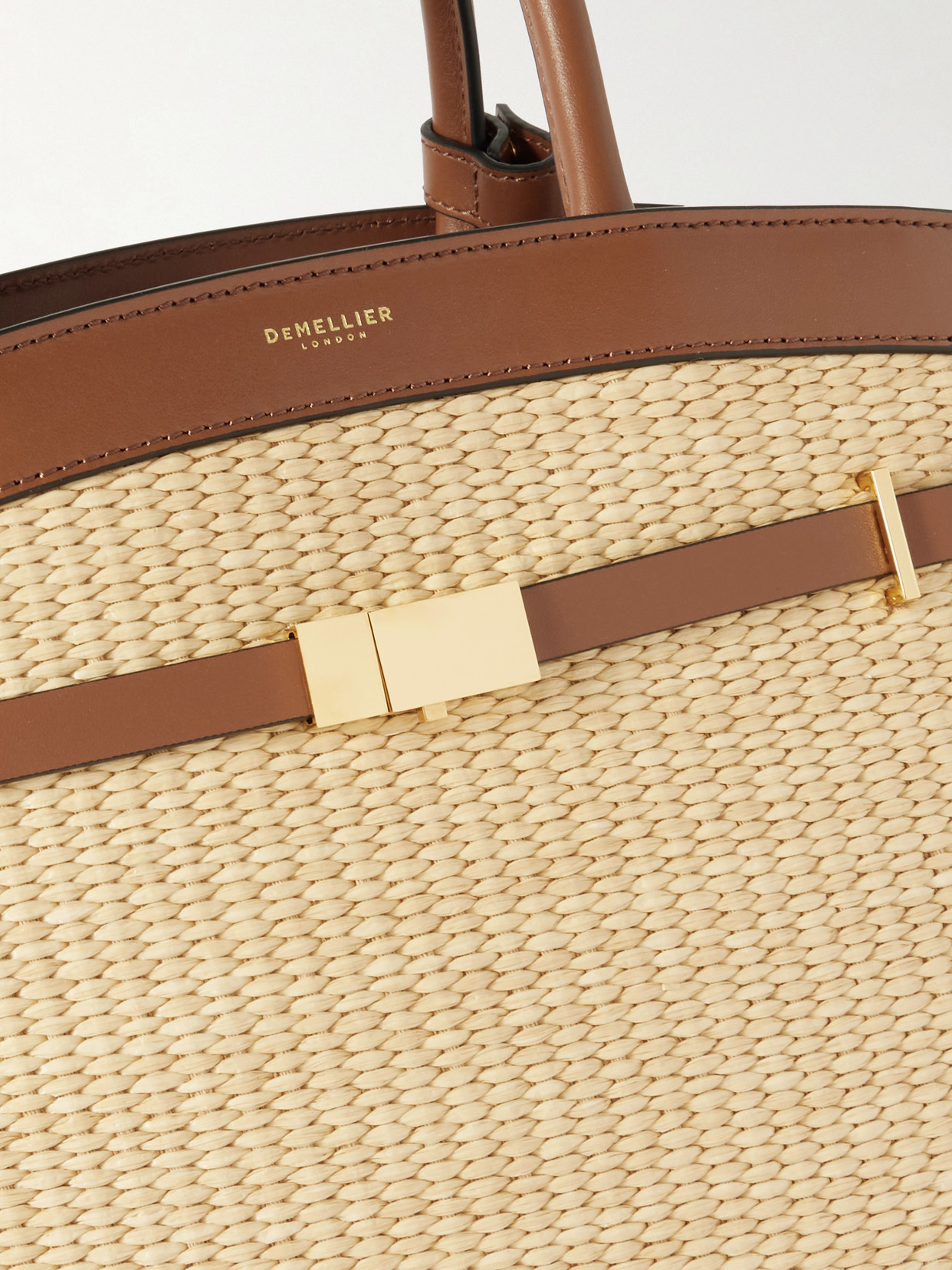 Demellier The Hudson Leather-trimmed Raffia Tote
