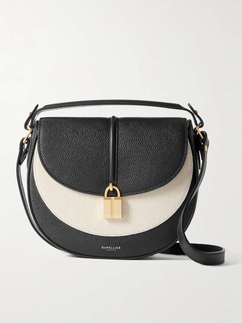 DeMellier Siena Saddle Leather And Canvas Shoulder Bag