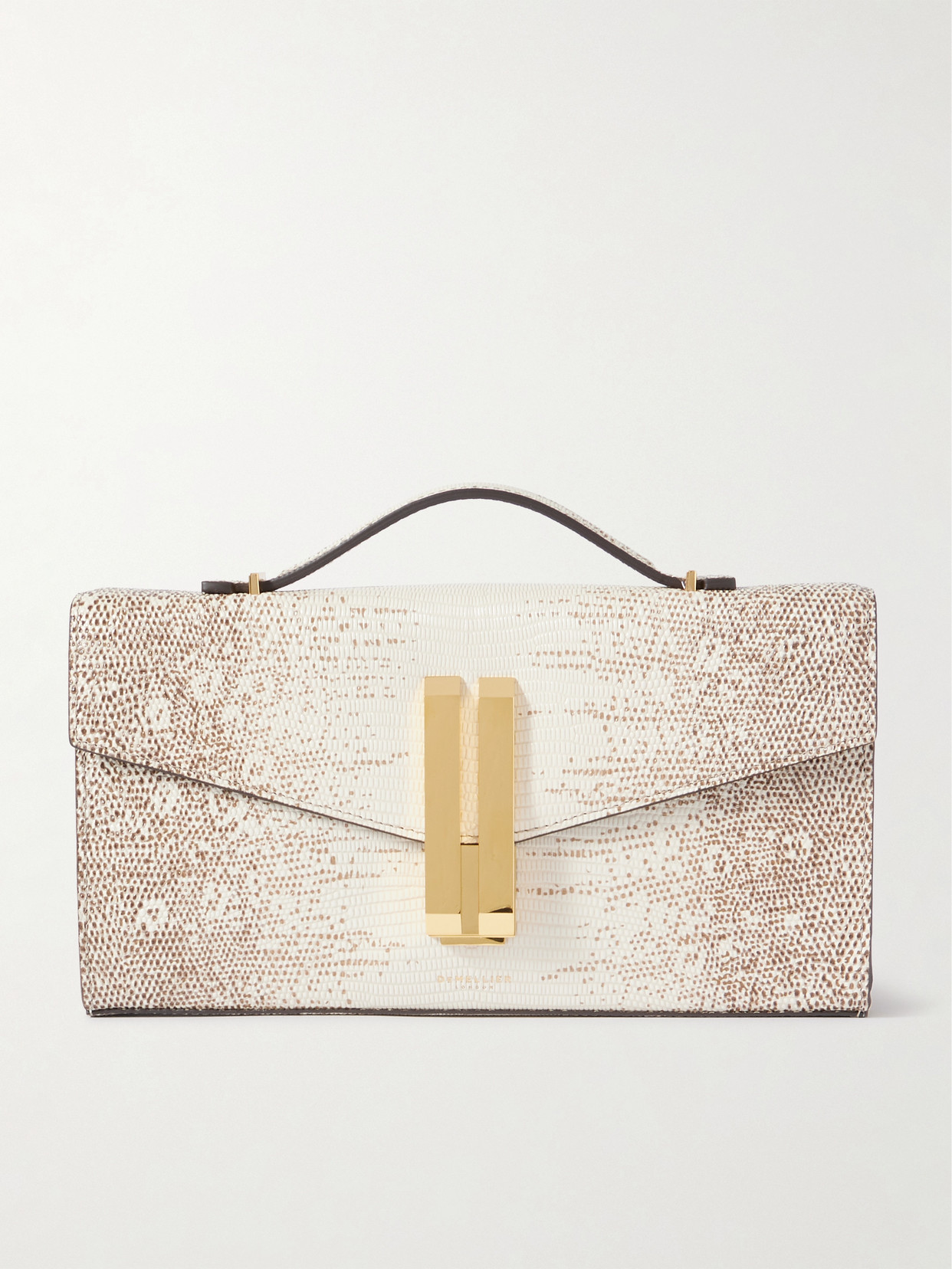 Demellier The Vancouver Lizard-effect Leather Clutch In White