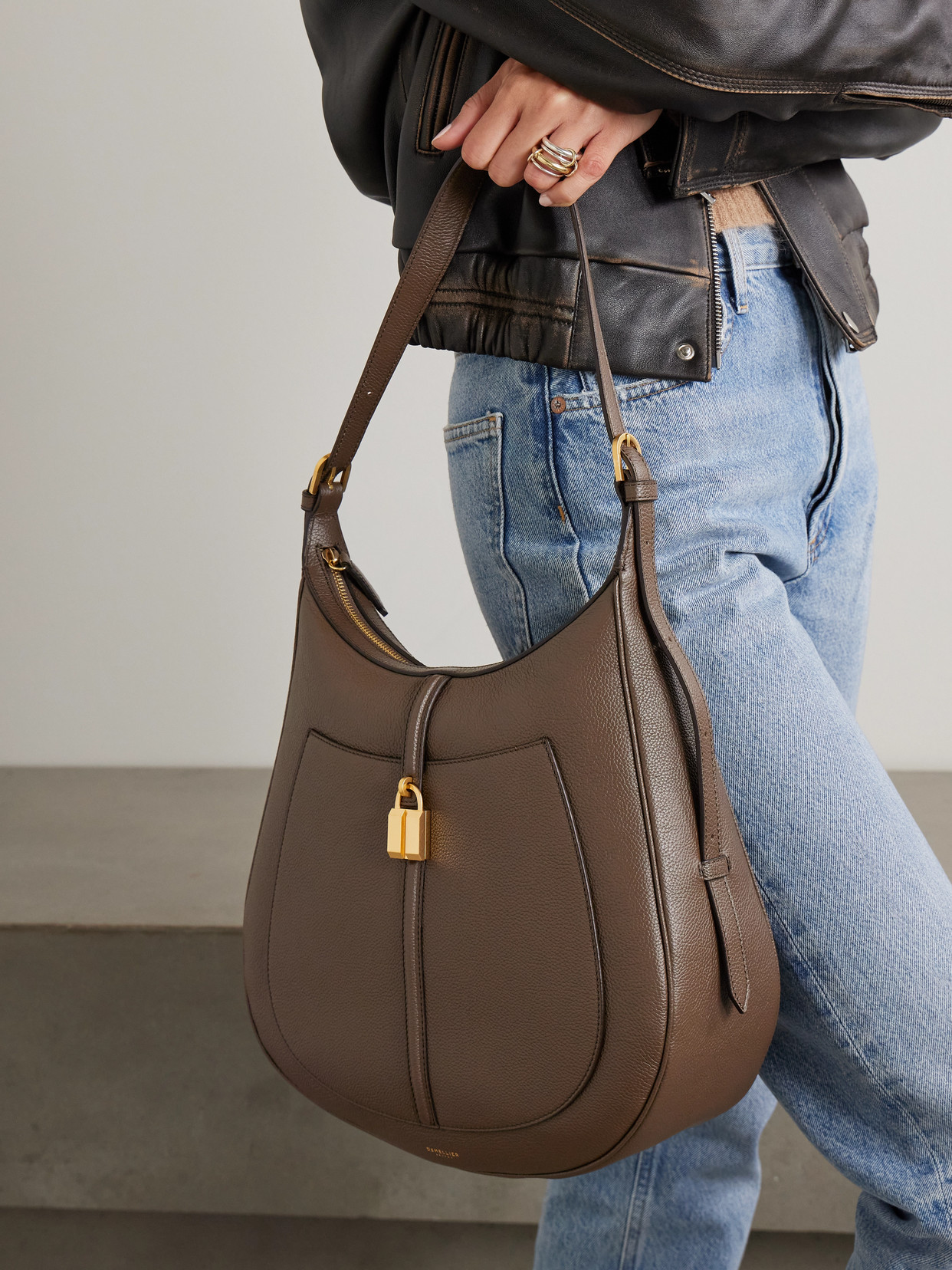 Demellier The Siena Embellished Textured-leather Shoulder Bag