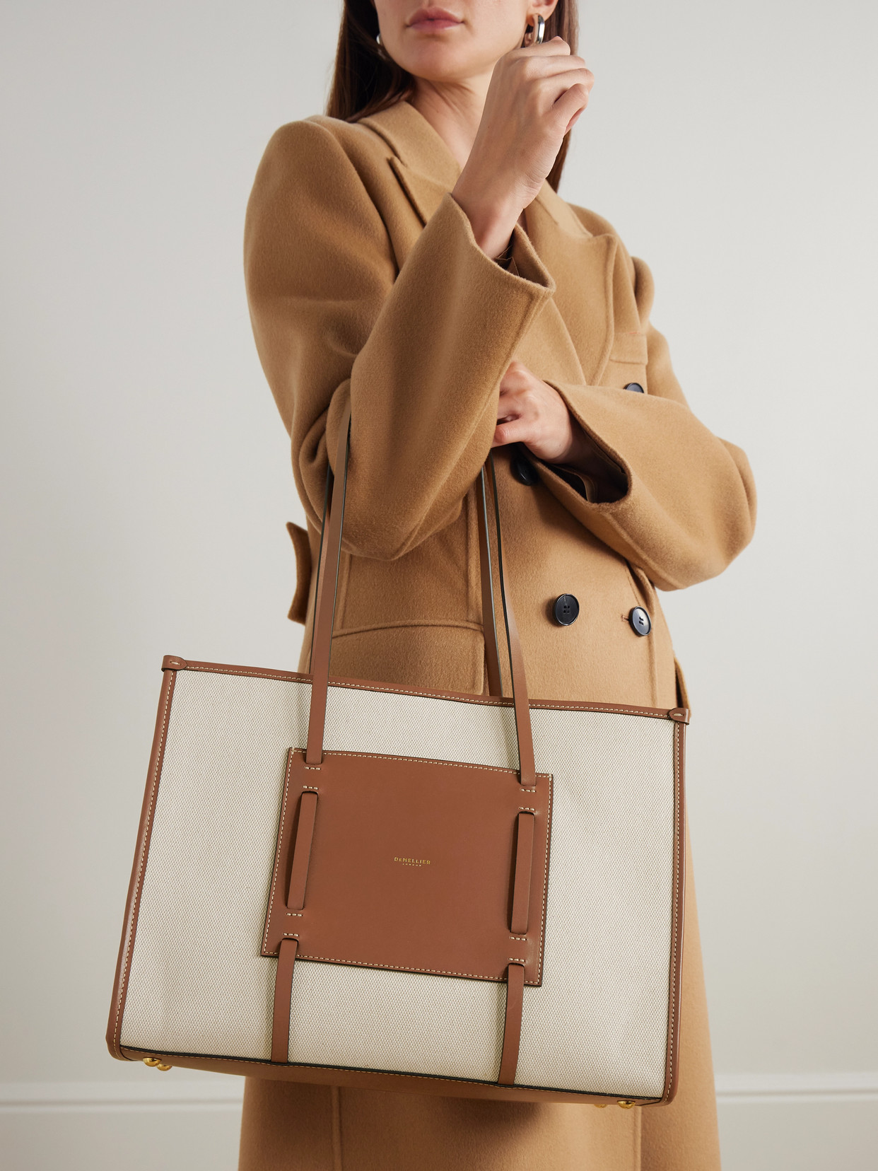 Demellier The Capri Leather-trimmed Canvas Tote