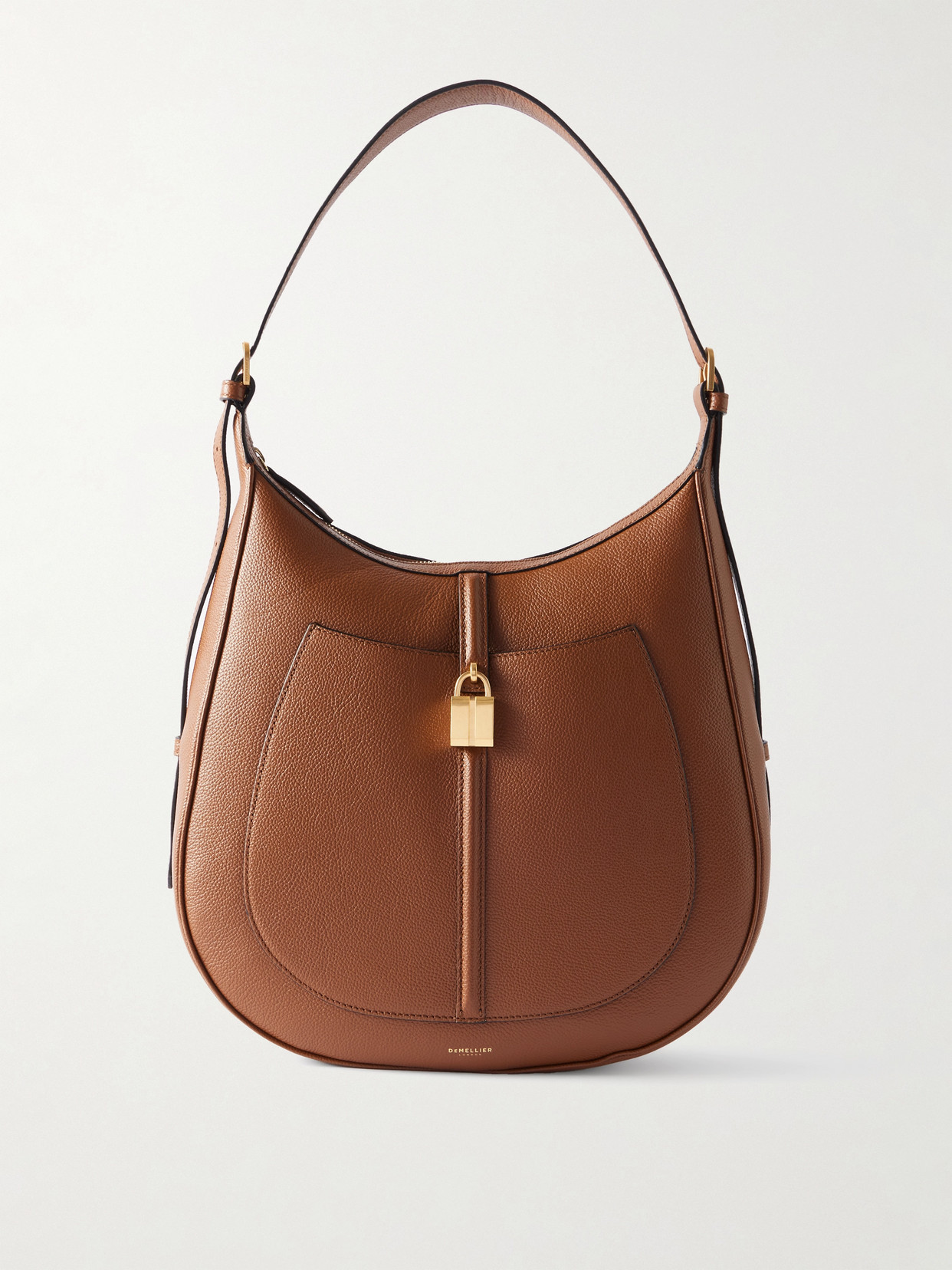 Demellier The Siena Embellished Textured-leather Shoulder Bag In Brown